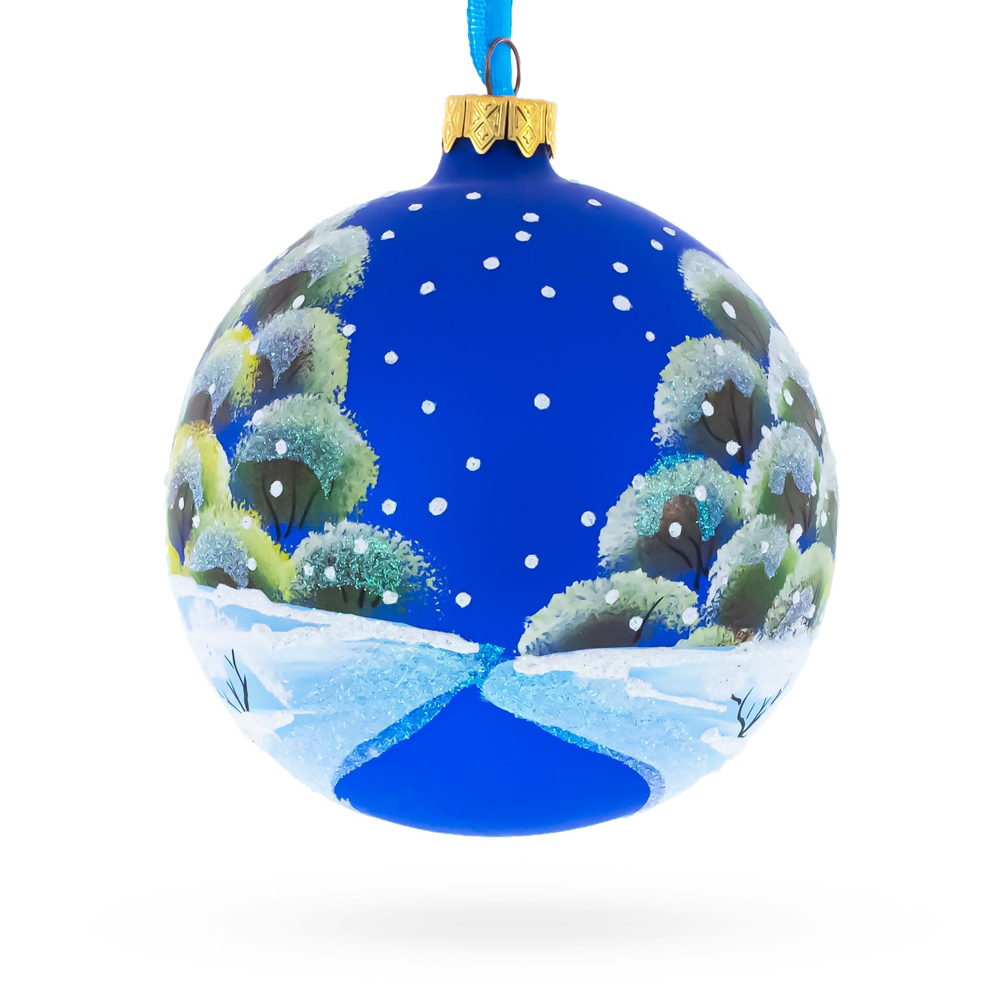 Pigs Decorating Tree Glass Ball Christmas Ornament 4 Inches