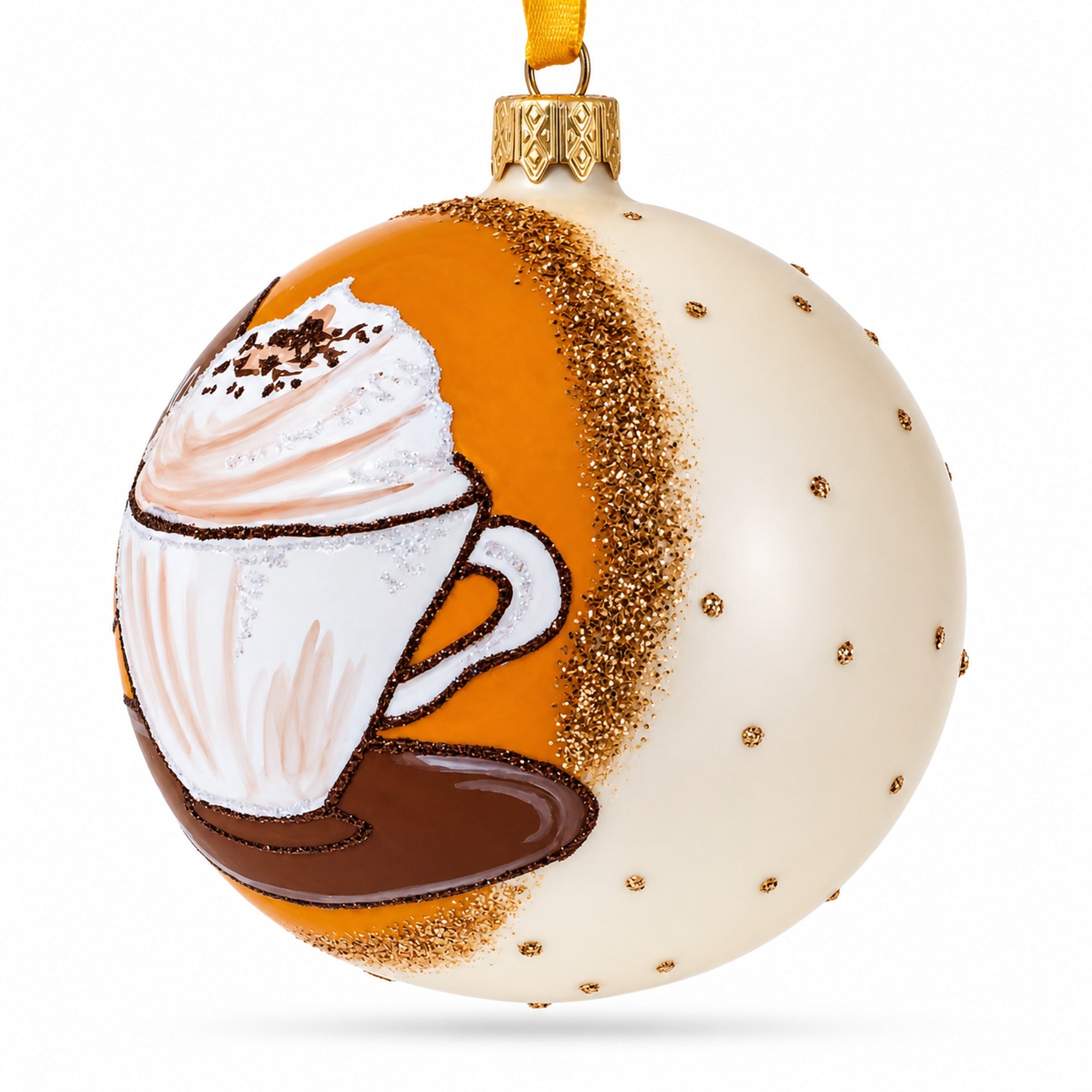 Passionate Cappuccino Lover Glass Ball Christmas Ornament 4 Inches