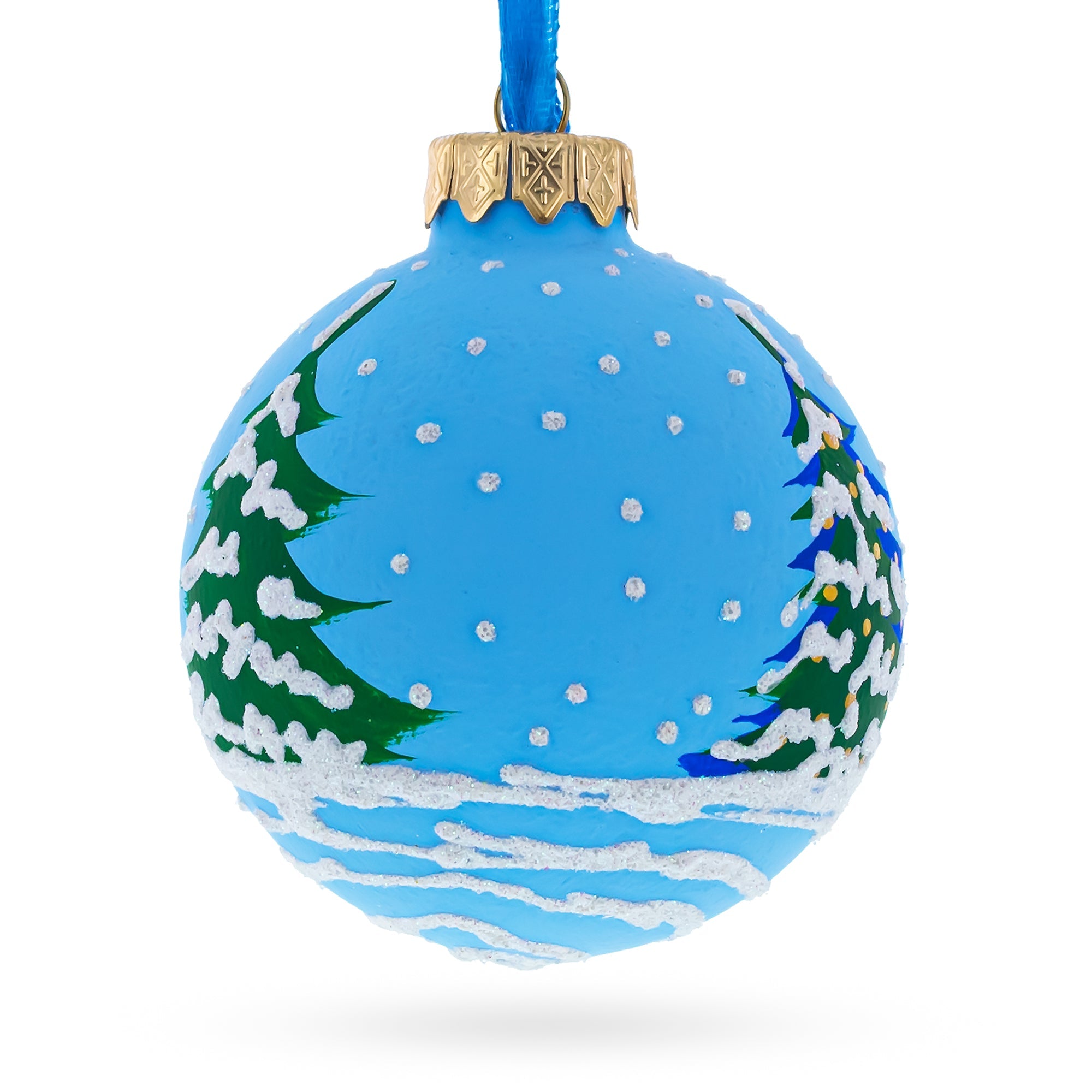 Girl with Candy and Squirrel Glass Ball Christmas Ornament 3.25 Inches