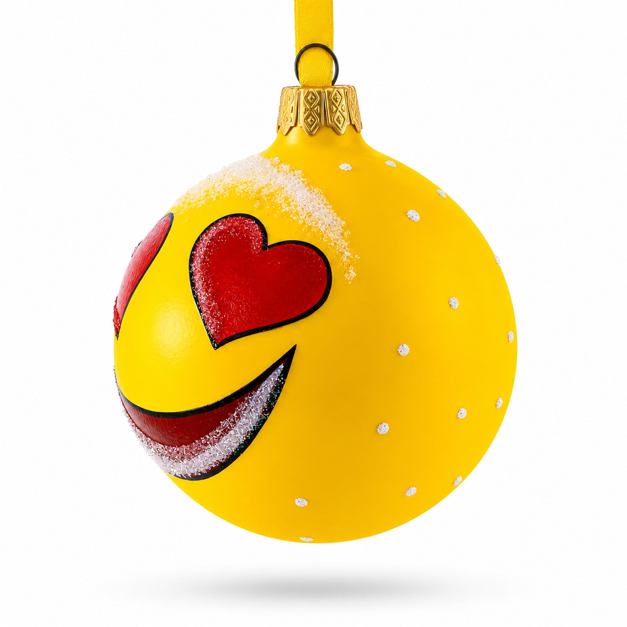 Adorable Heart Eyes In Love Facial Expressions Glass Ball Christmas Ornament 3.25 Inches