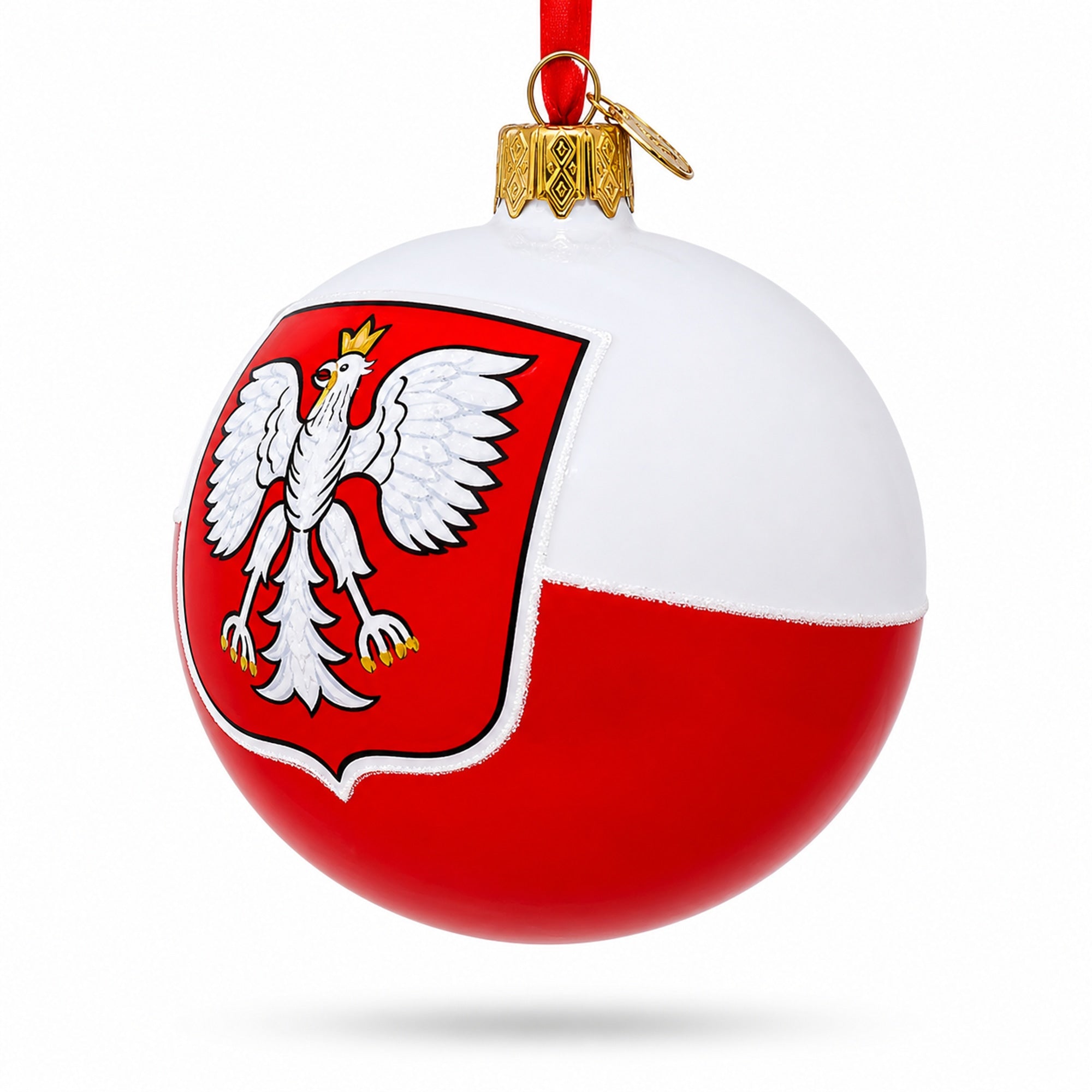 Poland Coat of Arms Glass Ball Christmas Ornament 3.25 Inches