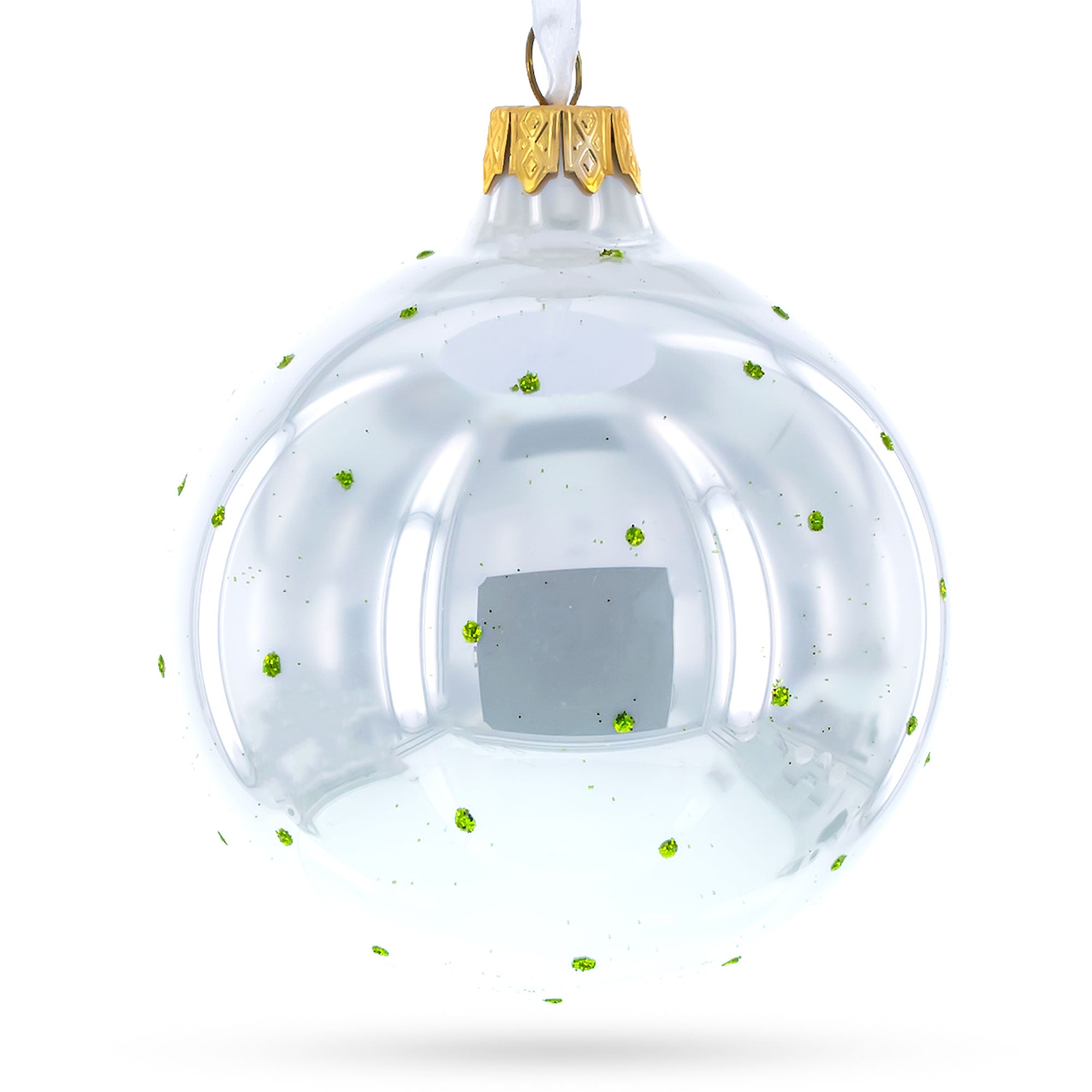 Panda with Bamboo Glass Christmas Ornament 4 Inches