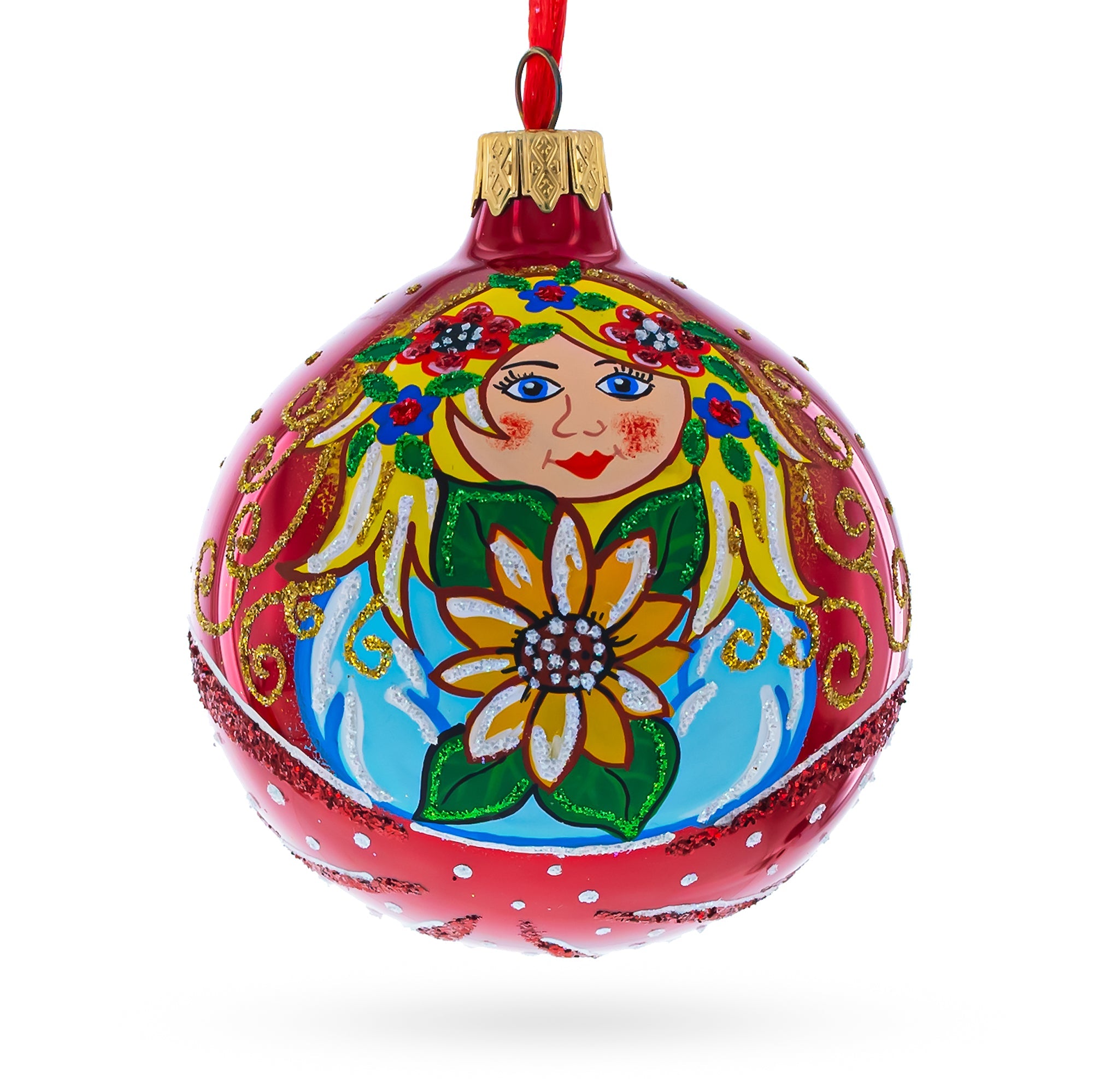 Flower Girl Glass Christmas Ornament 3.25 Inches