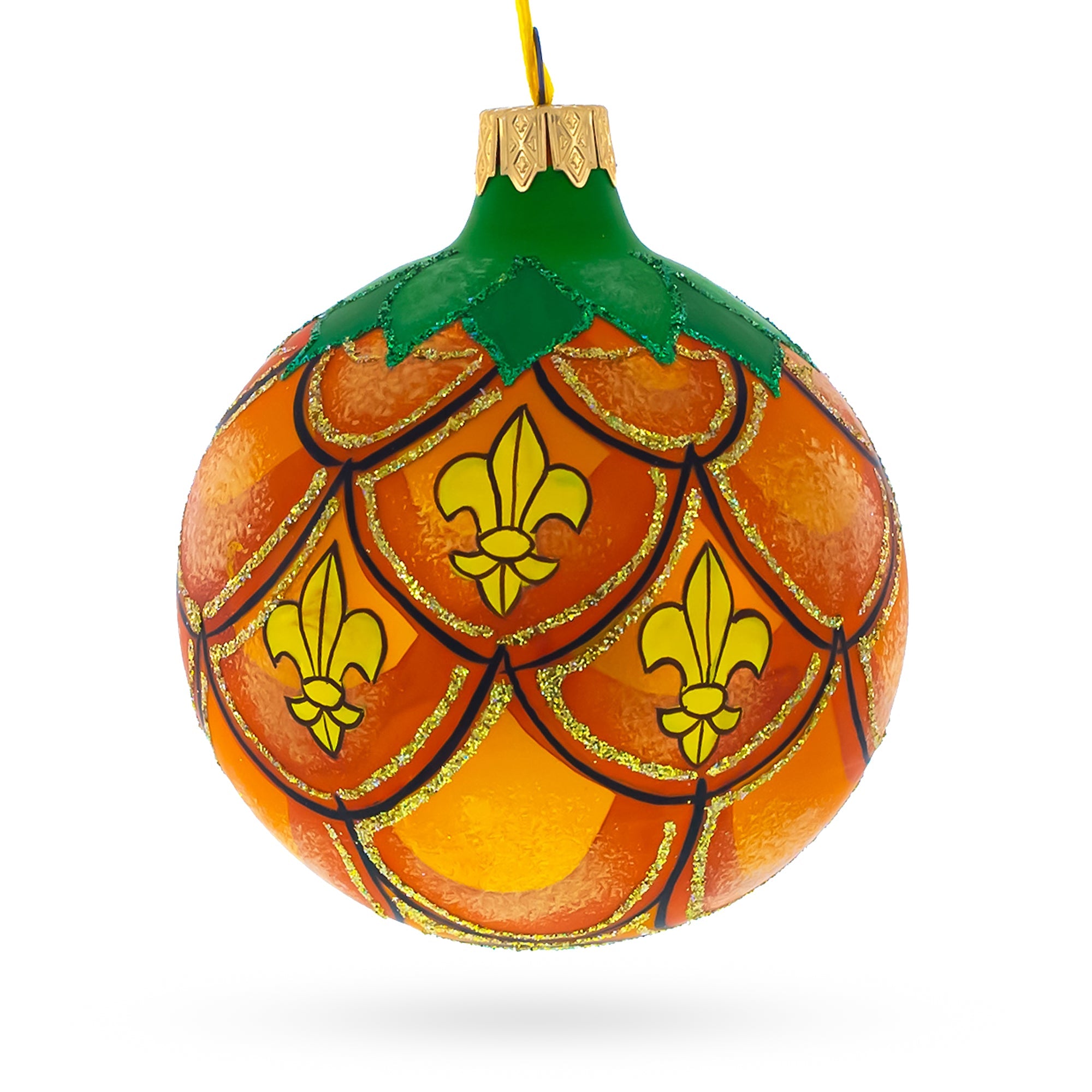 Royal Pineapple Glass Christmas Ornament 3.25 Inches