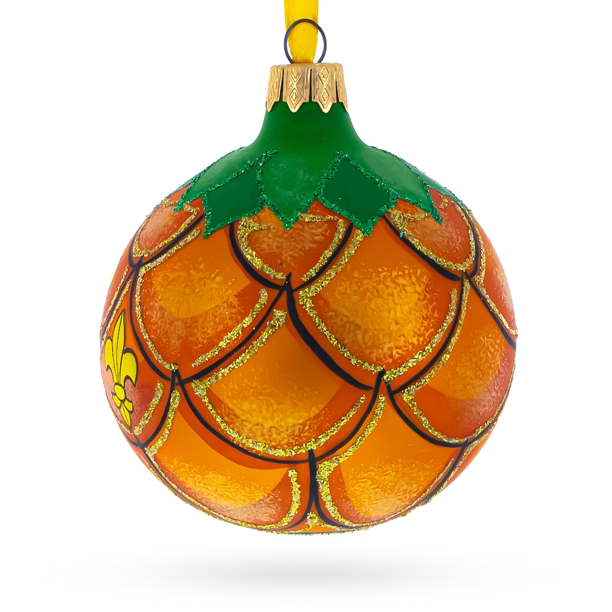 Royal Pineapple Glass Christmas Ornament 3.25 Inches
