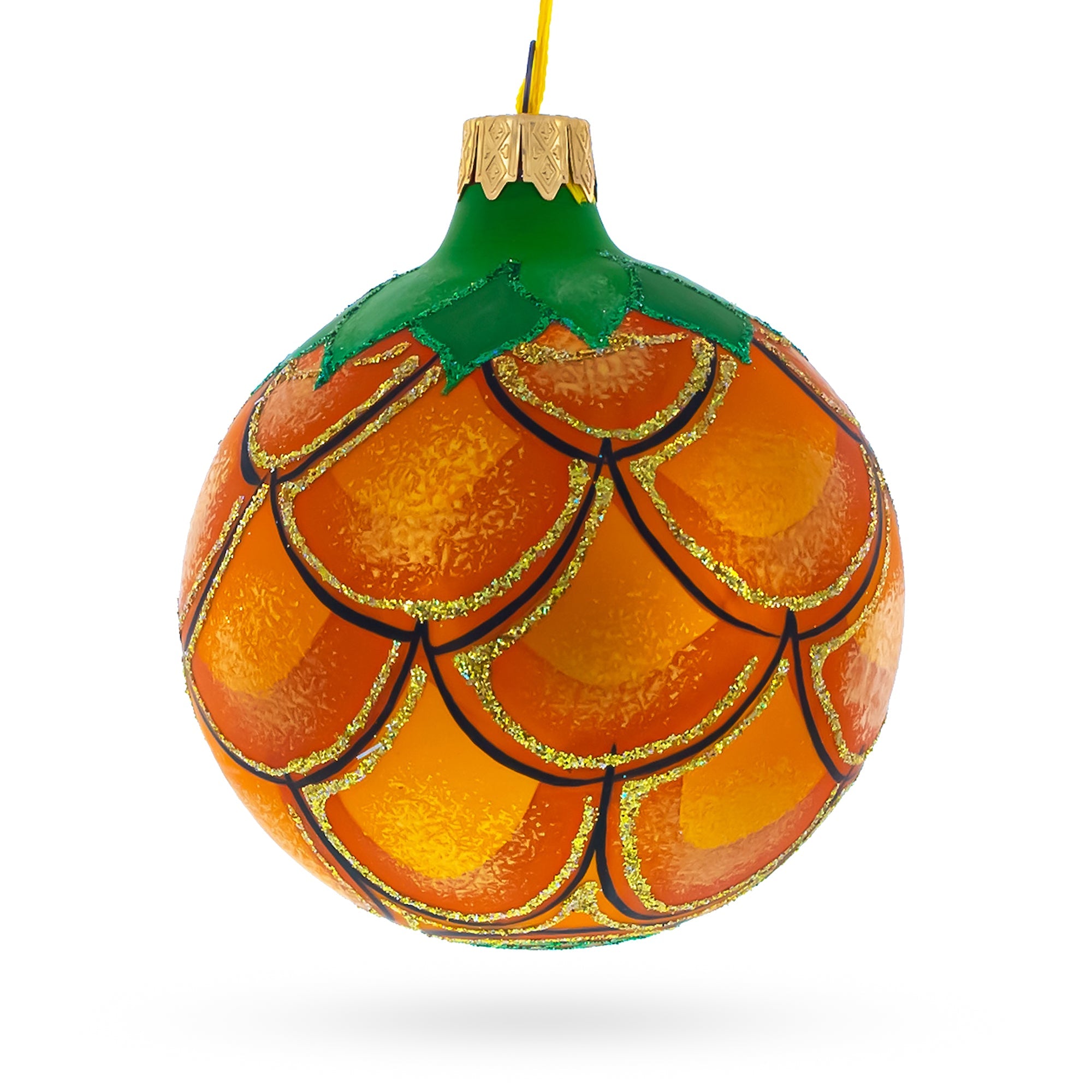 Royal Pineapple Glass Christmas Ornament 3.25 Inches