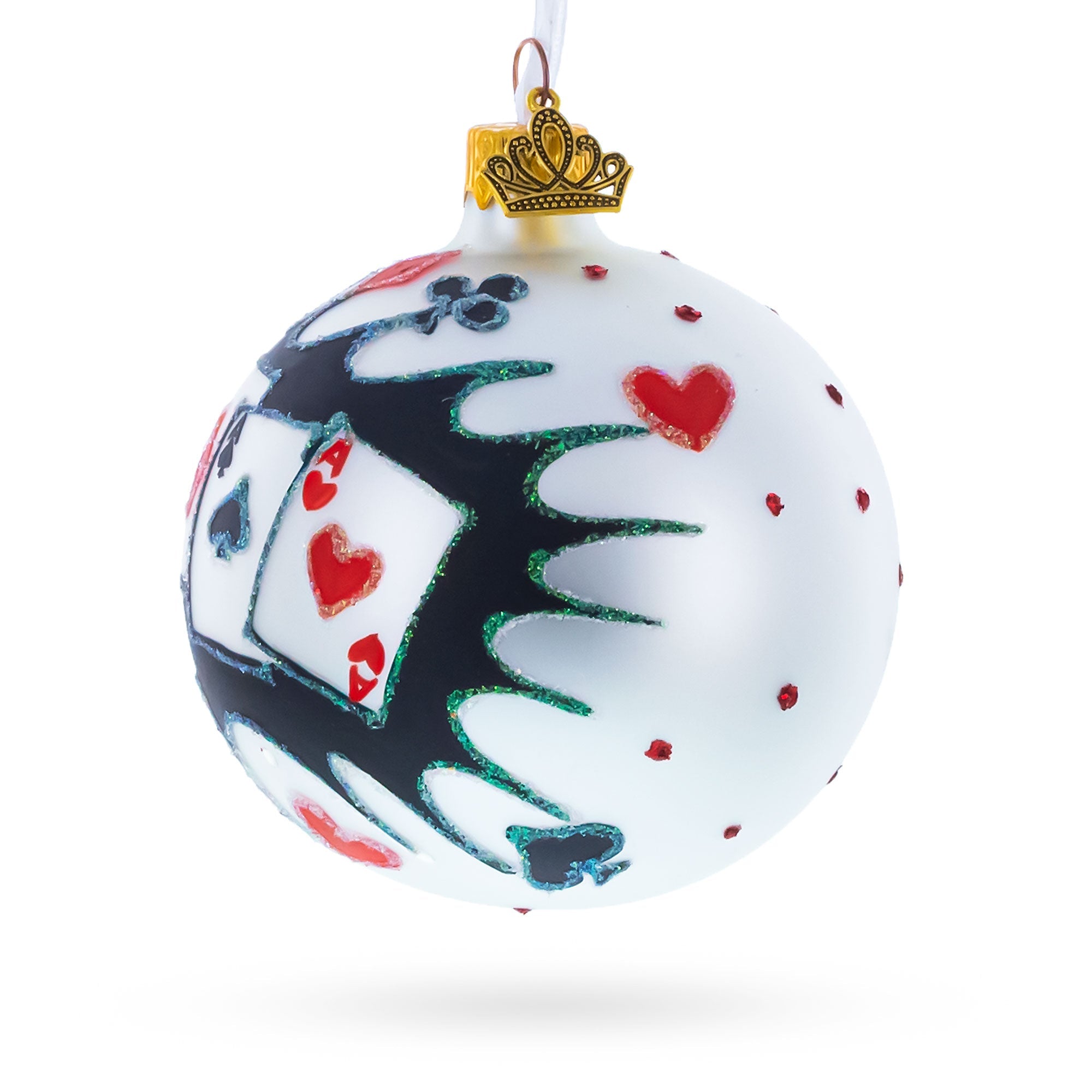 Playing Cards Deck Glass Christmas Ornament 3.25 Inches