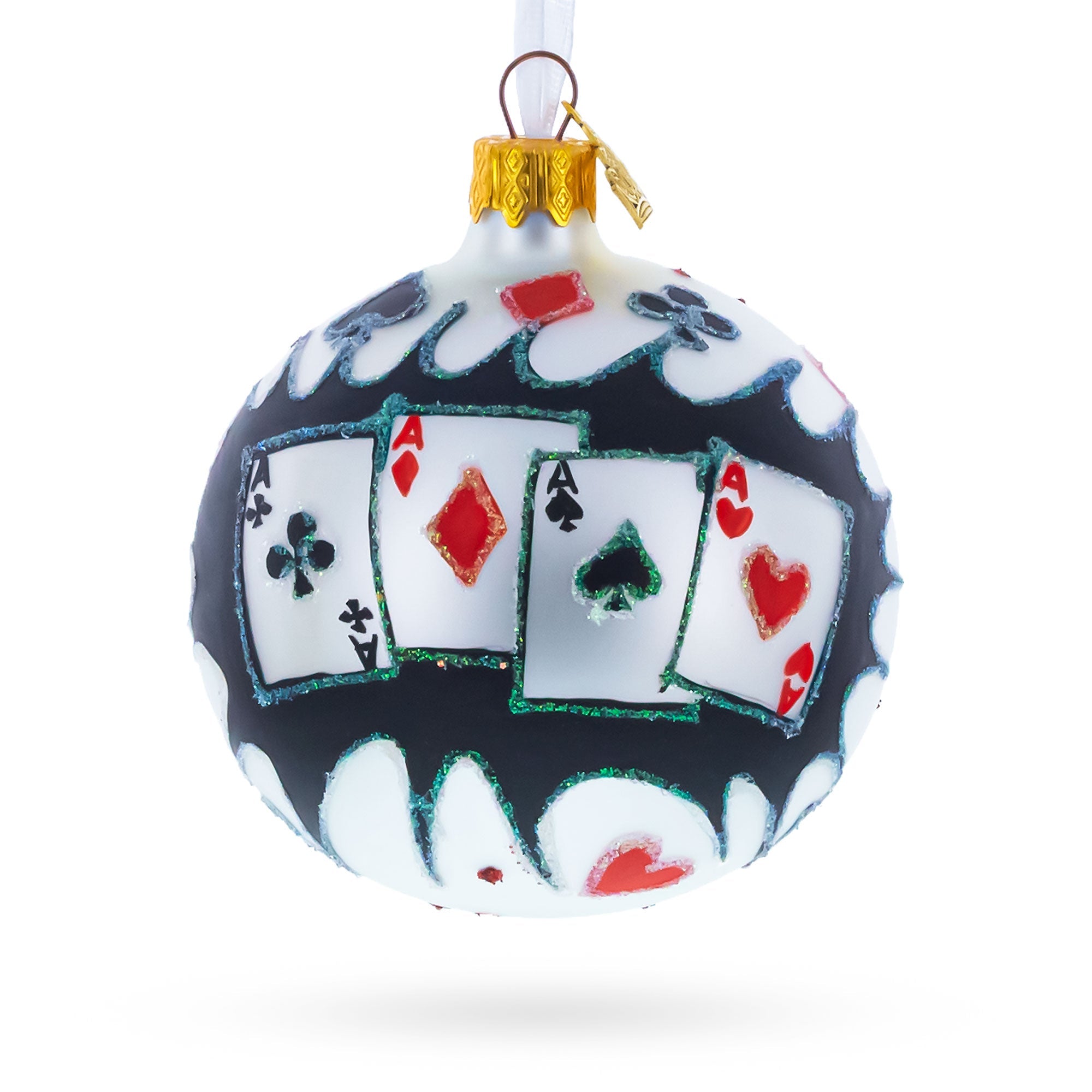 Playing Cards Deck Glass Christmas Ornament 3.25 Inches