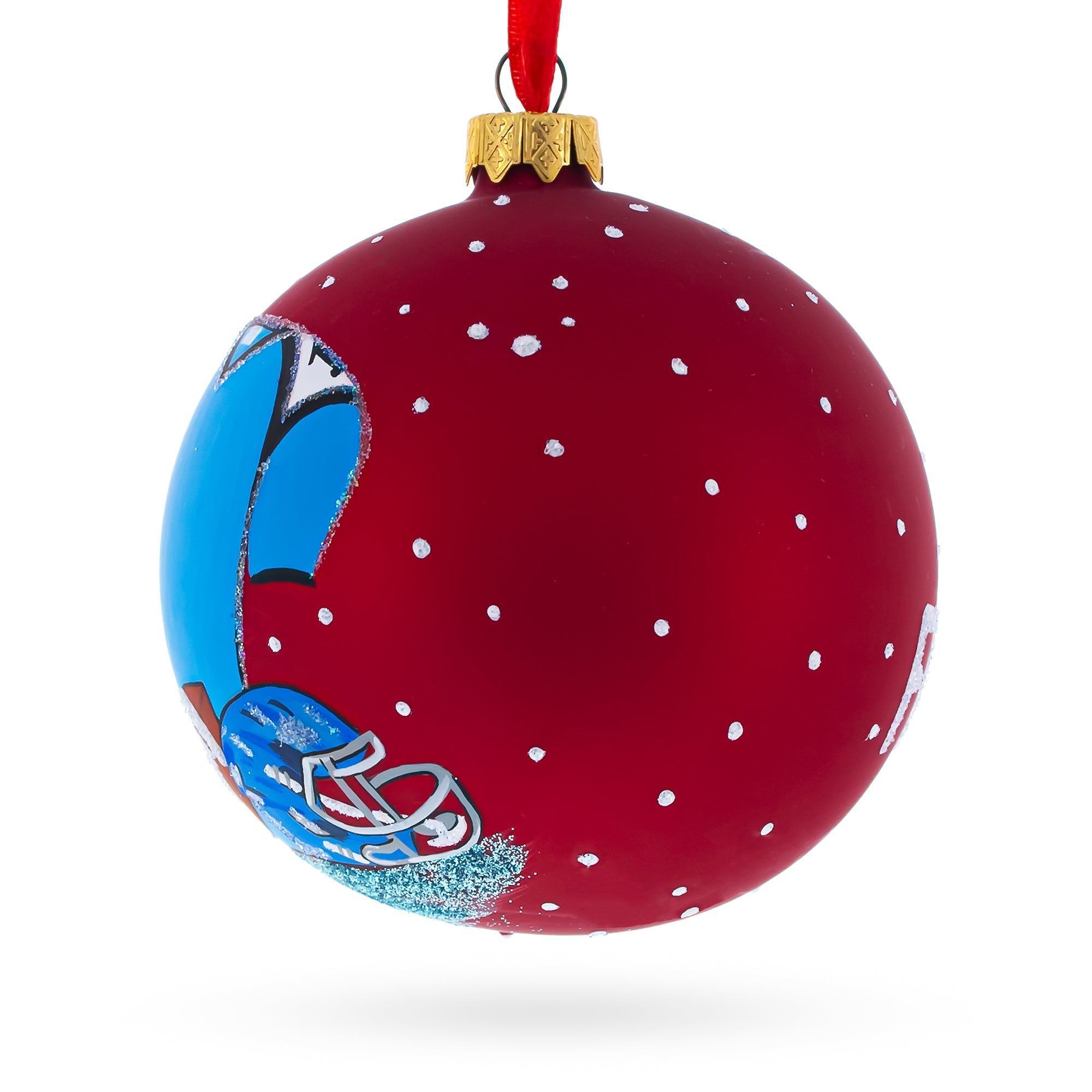 Football Glass Ball Christmas Sports Ornament 4 Inches