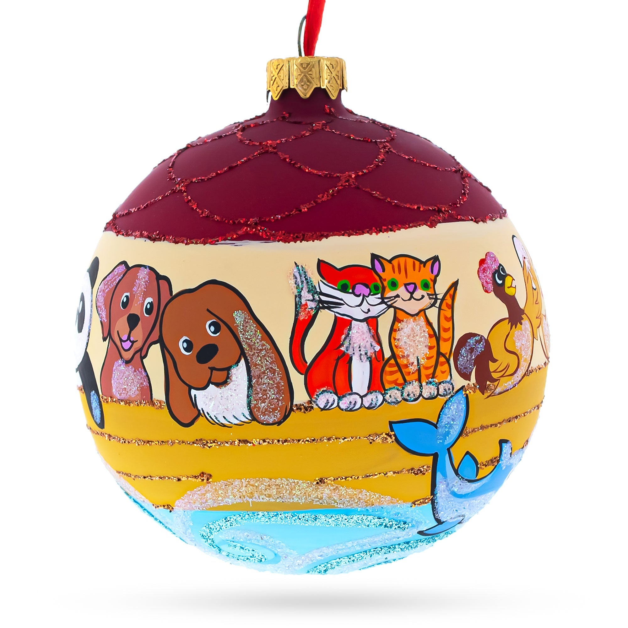 The Noah's Ark Glass Ball Christmas Ornament 4 Inches