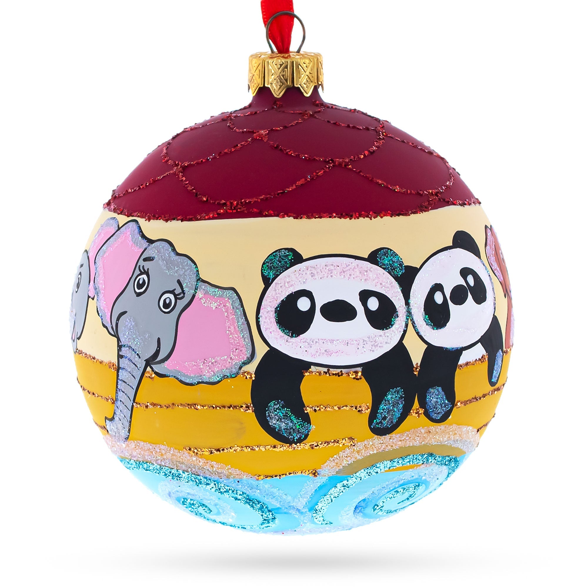 The Noah's Ark Glass Ball Christmas Ornament 4 Inches