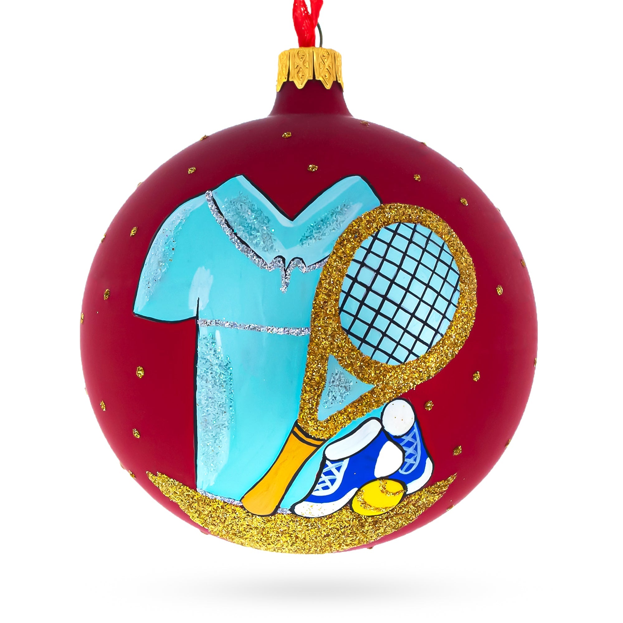 Tennis Glass Ball Christmas Ornament 4 Inches