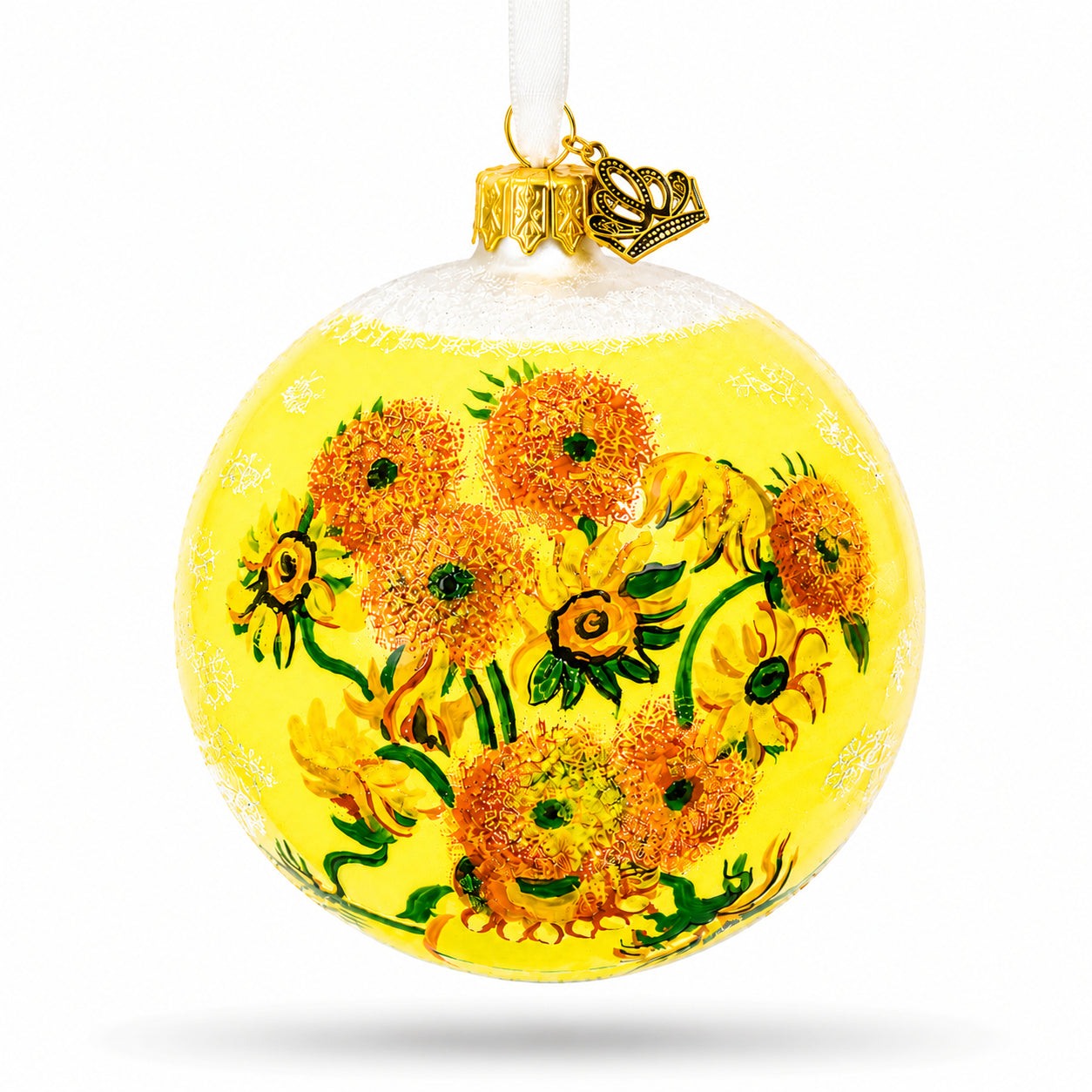 1887 'Sunflowers' by Vincent Van Gogh Glass Ball Christmas Ornament 4 Inches