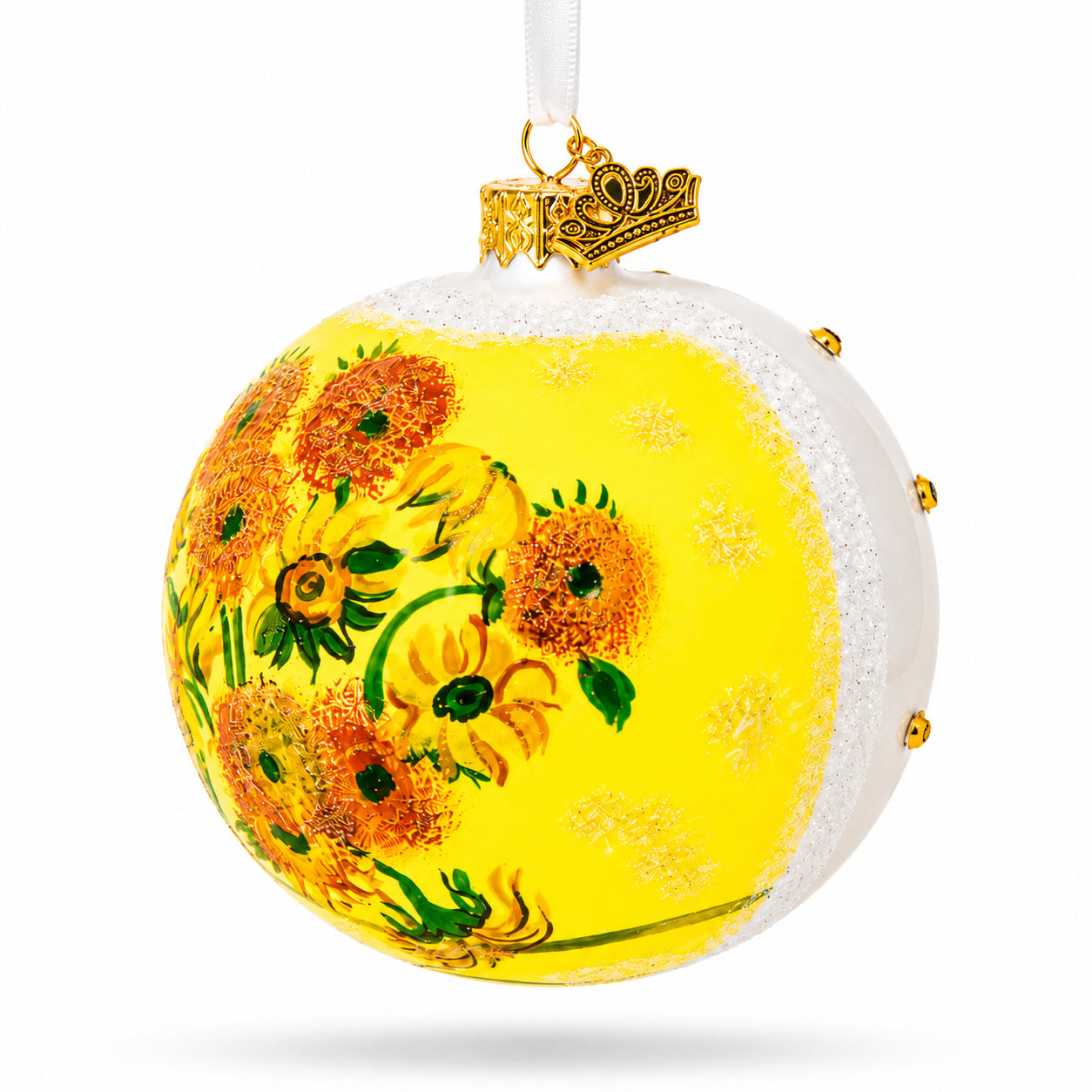 1887 'Sunflowers' by Vincent Van Gogh Glass Ball Christmas Ornament 4 Inches