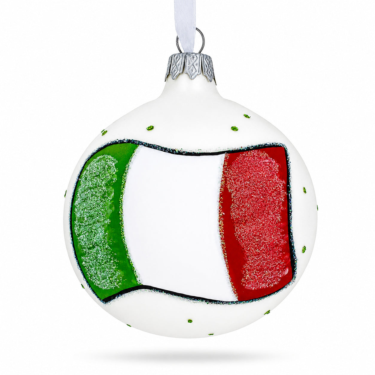 Flag of Italy Glass Ball Christmas Ornament 3.25 Inches