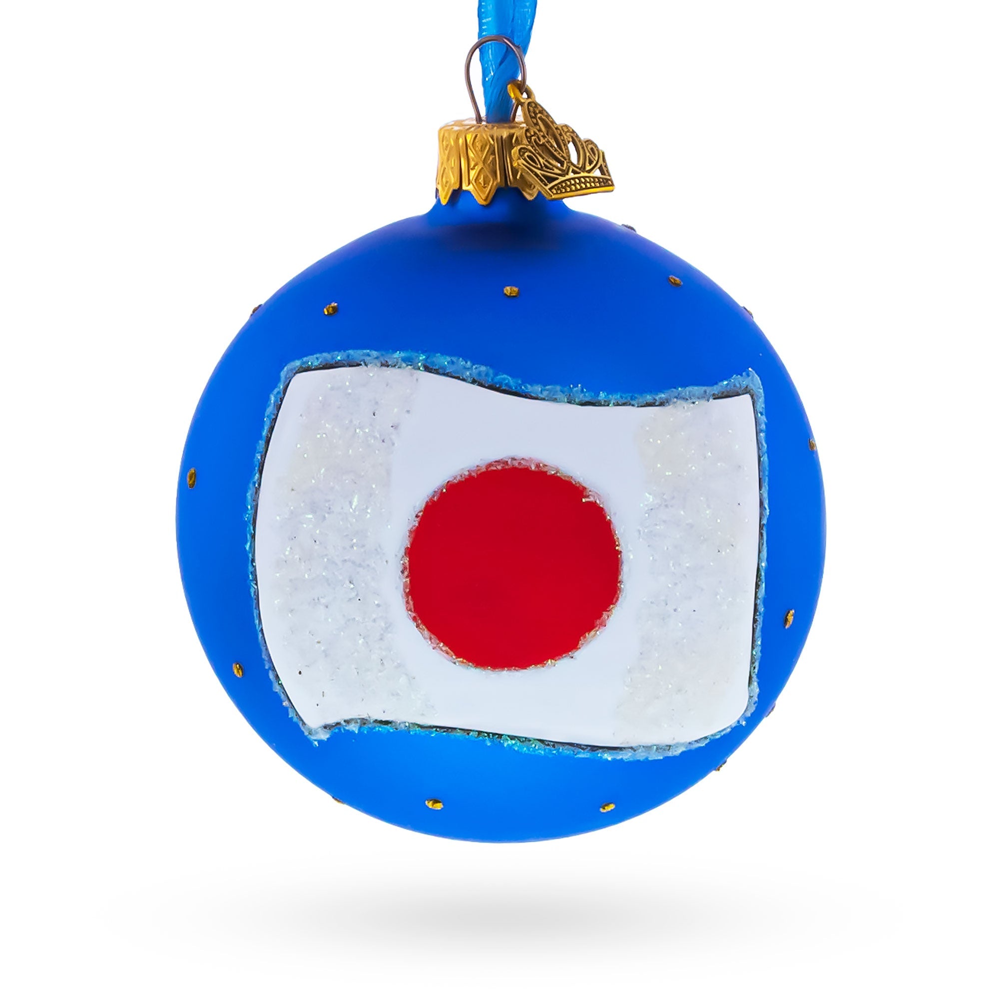 Flag of Japan Glass Ball Christmas Ornament 3.25 Inches