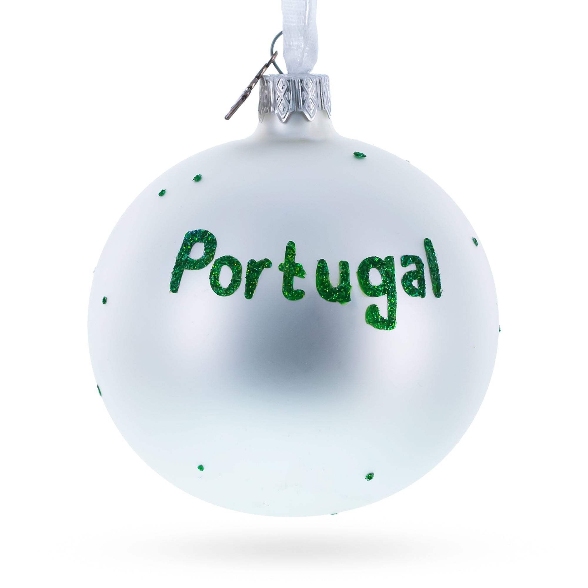 Flag of Portugal Glass Ball Christmas Ornament 3.25 Inches