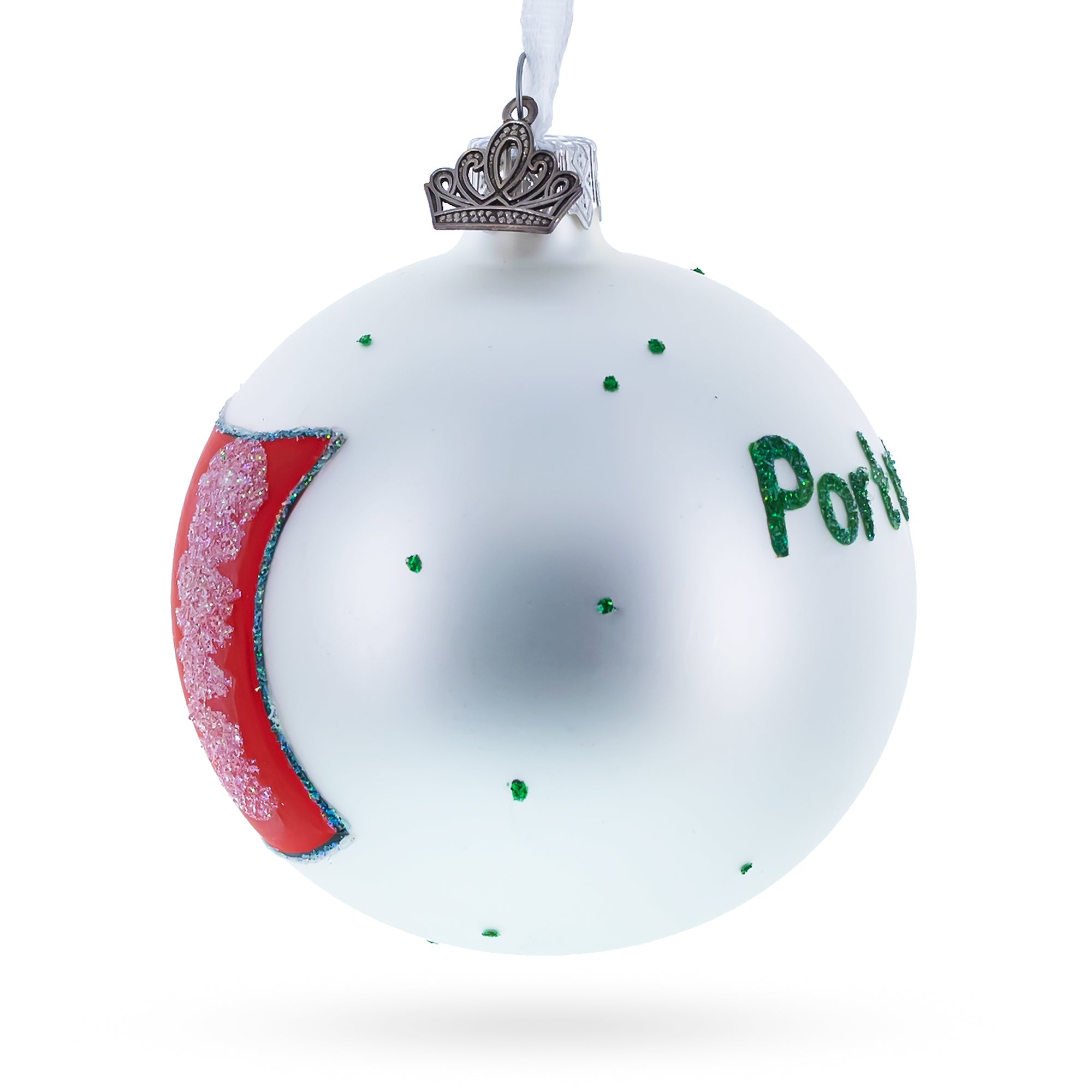Flag of Portugal Glass Ball Christmas Ornament 3.25 Inches
