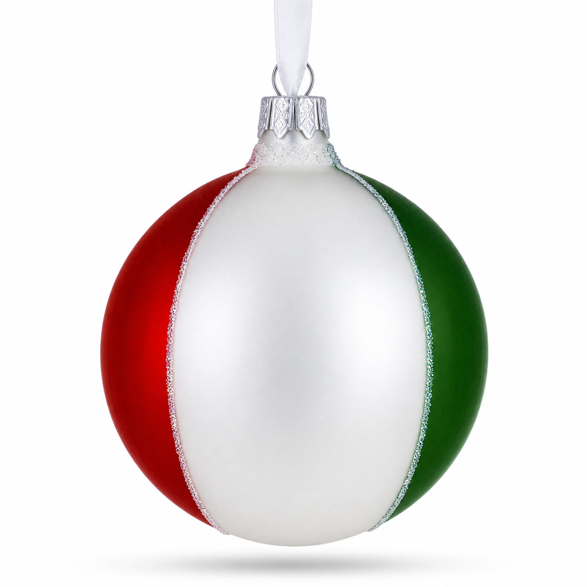 Flag of Mexico Glass Christmas Ornament 3.25 Inches