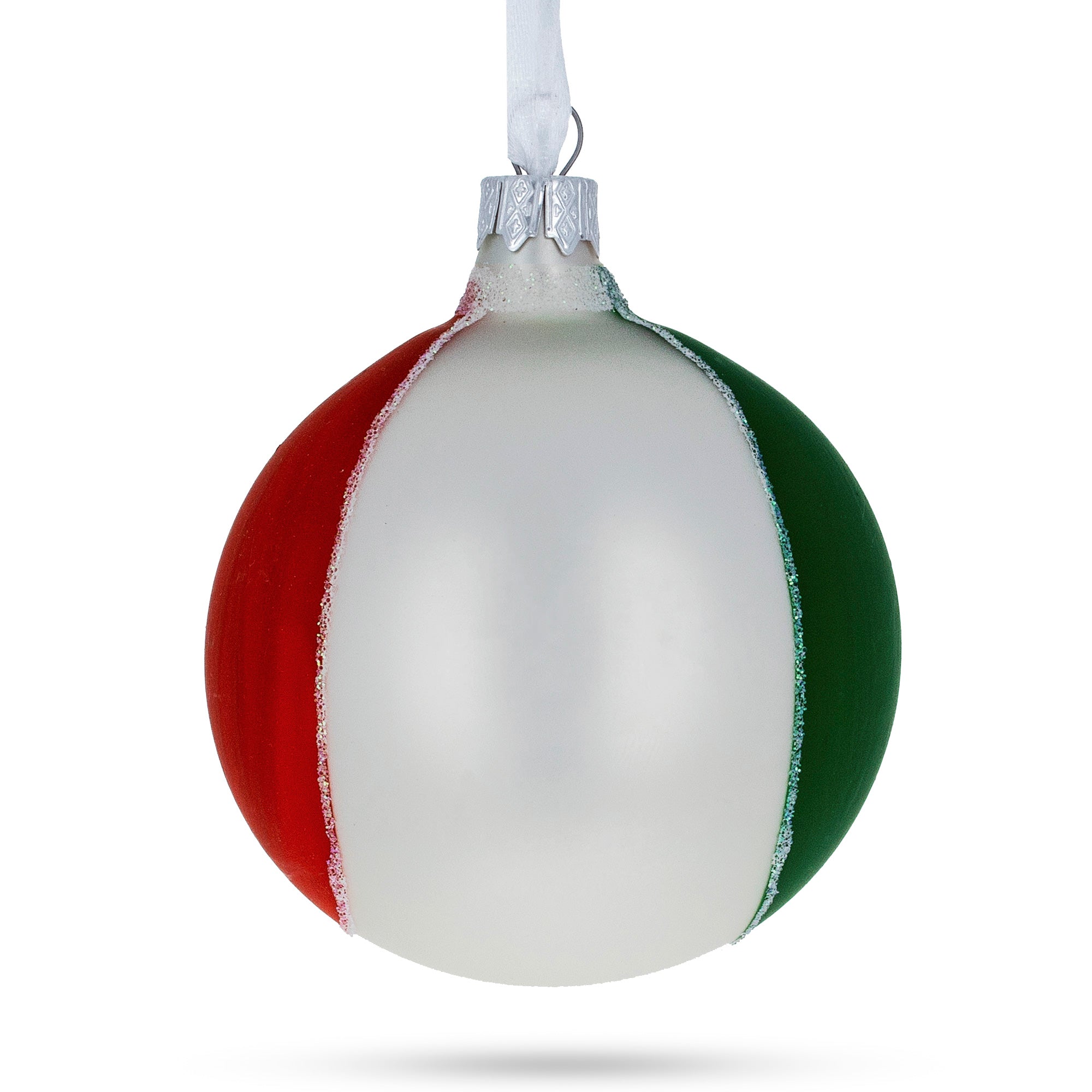 Flag of Mexico Glass Christmas Ornament 3.25 Inches