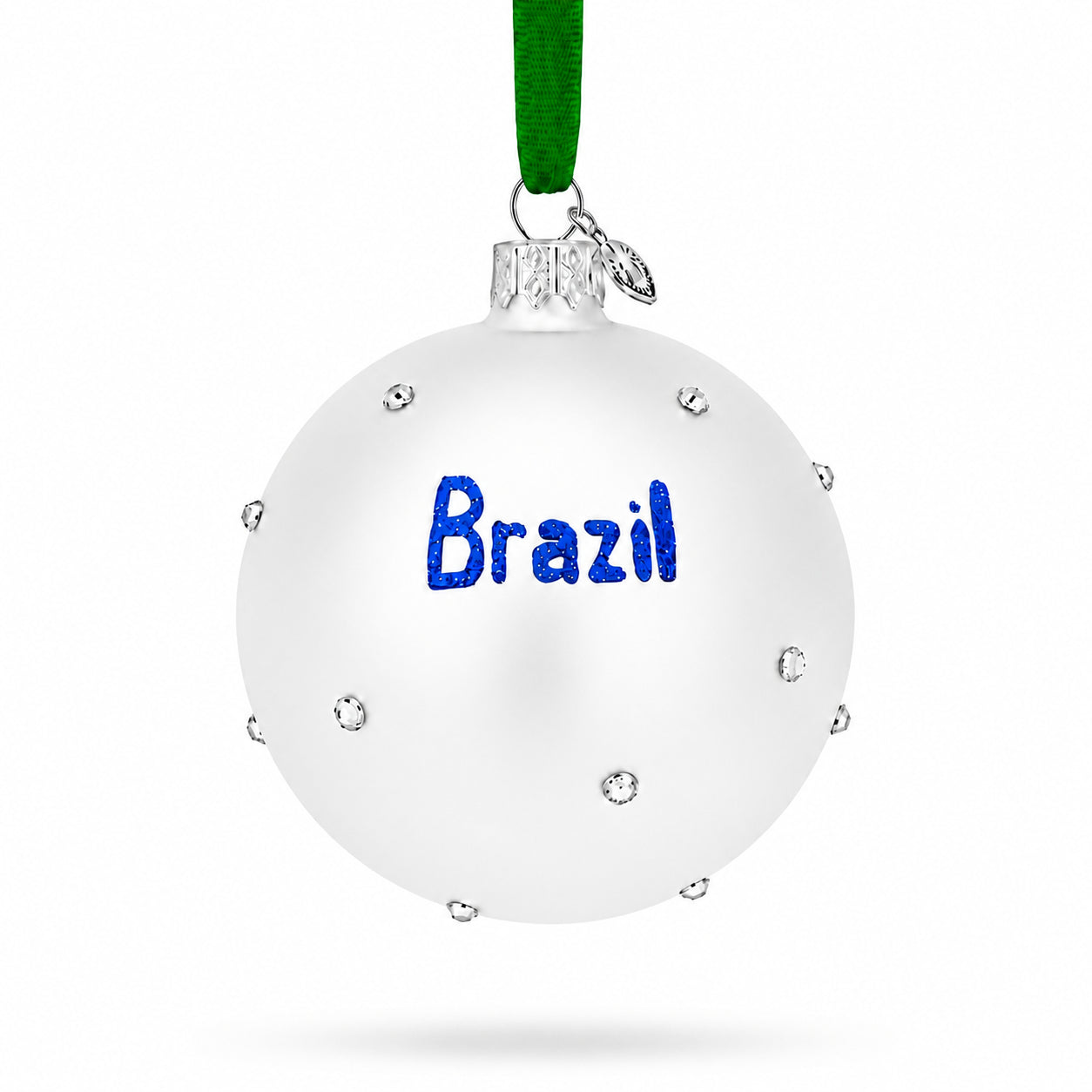Flag of Brazil Glass Ball Christmas Ornament 3.25 Inches