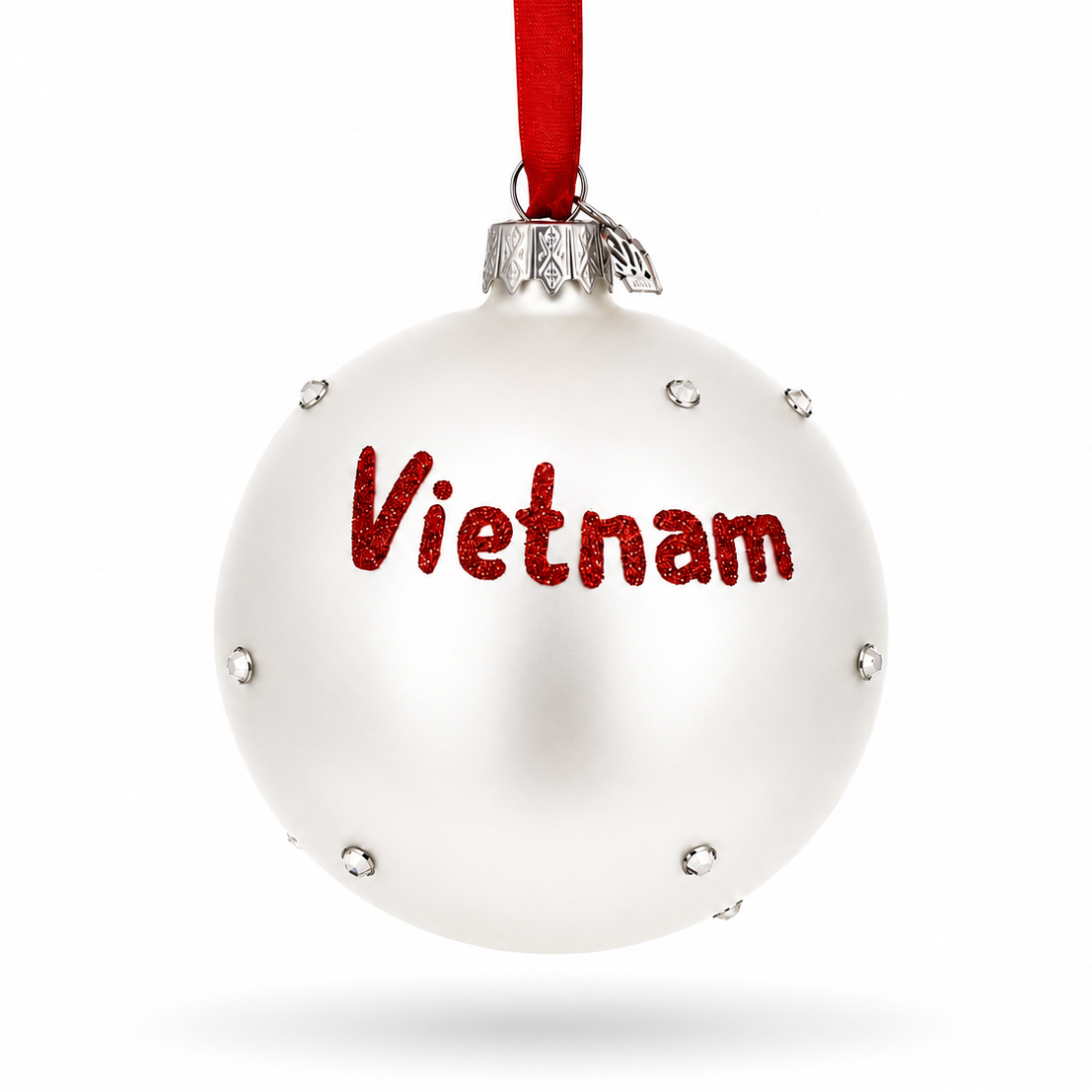 Flag of Vietnam Glass Ball Christmas Ornament 3.25 Inches