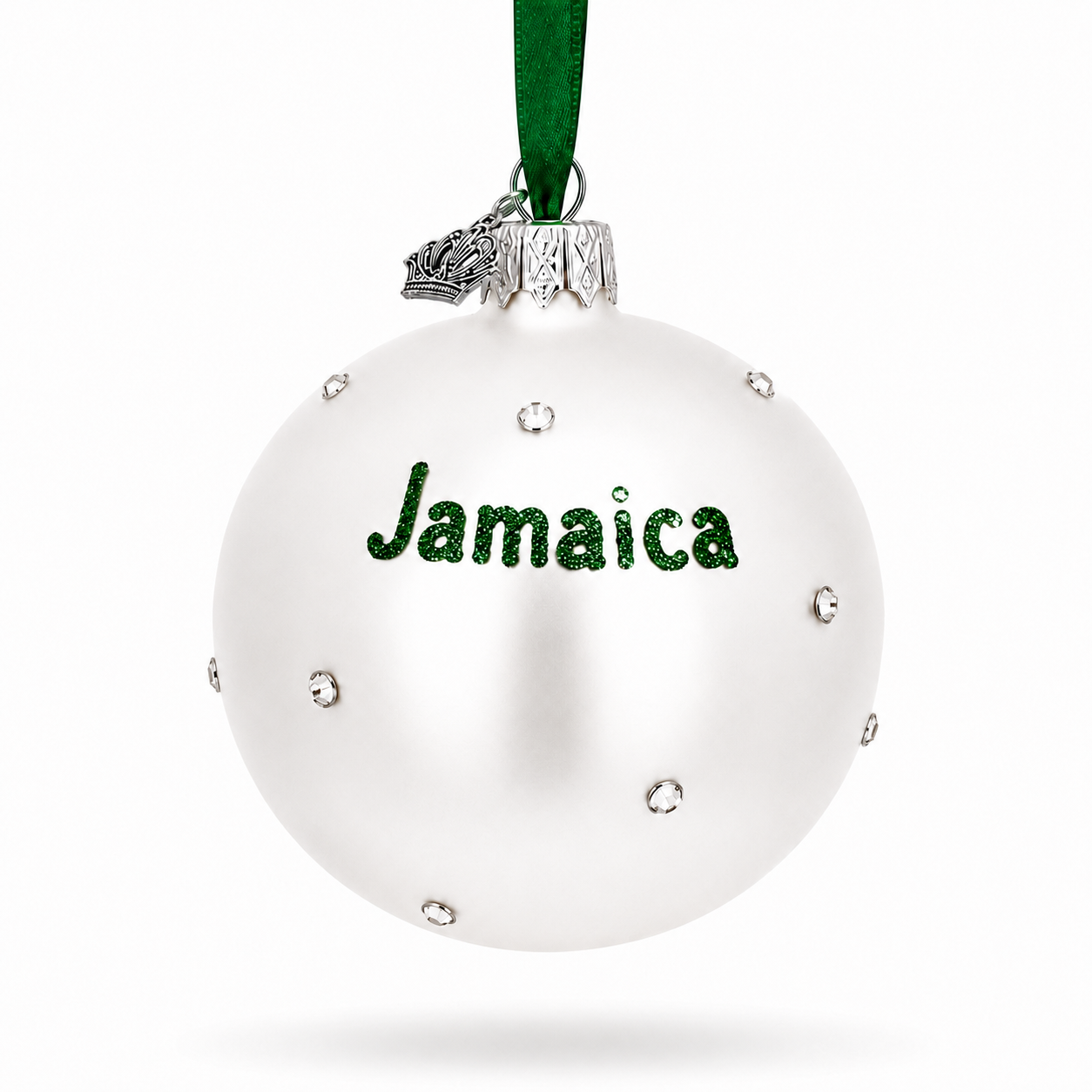 Flag of Jamaica Glass Ball Christmas Ornament 3.25 Inches