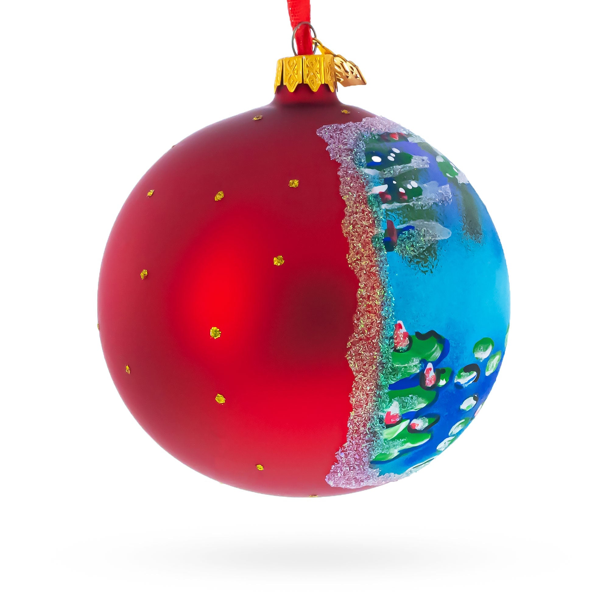 Claude Monet's 1907 'Water Lilies' Masterpiece Glass Ball Christmas Ornament 4 Inches