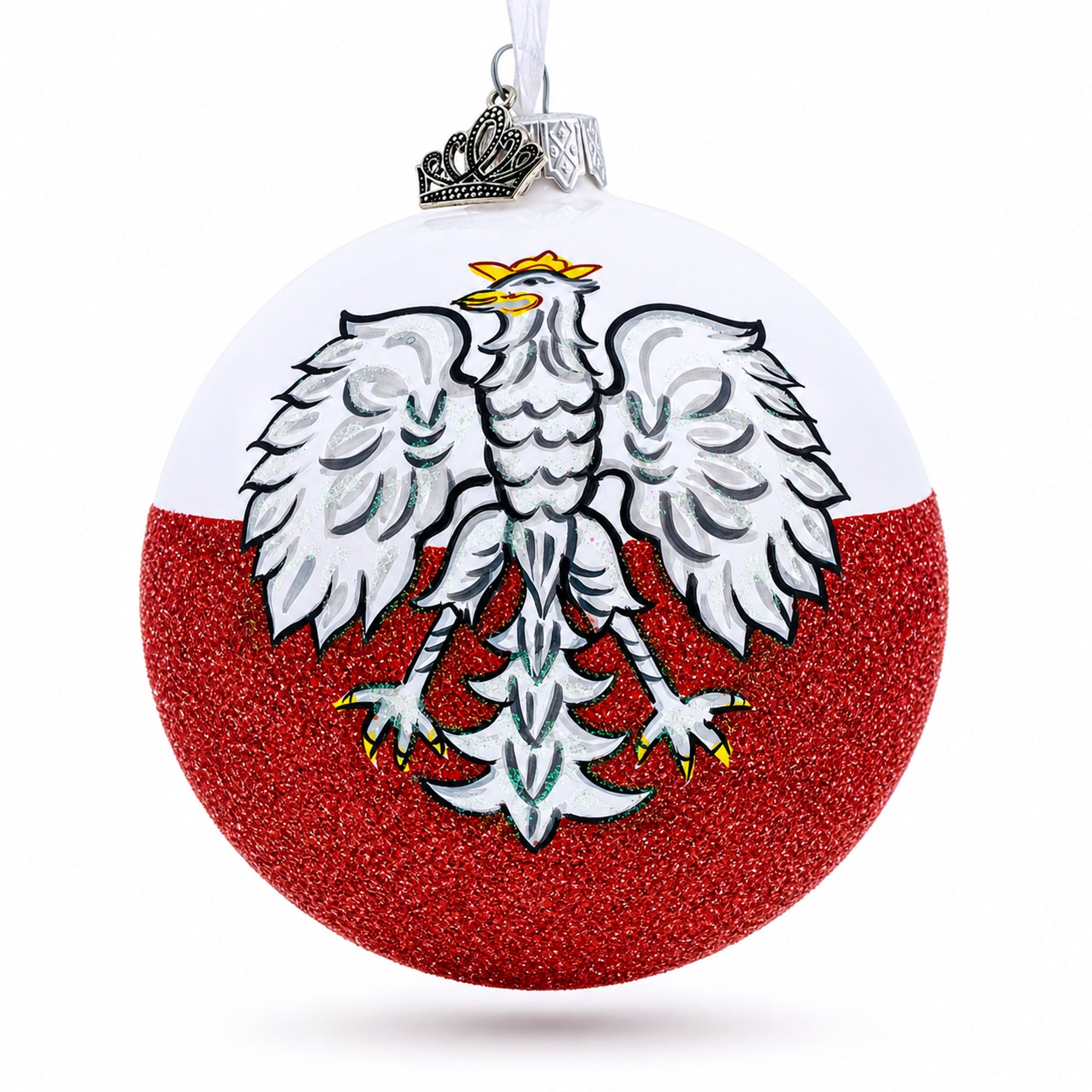Flag of Poland Glass Ball Christmas Ornament 4 Inches