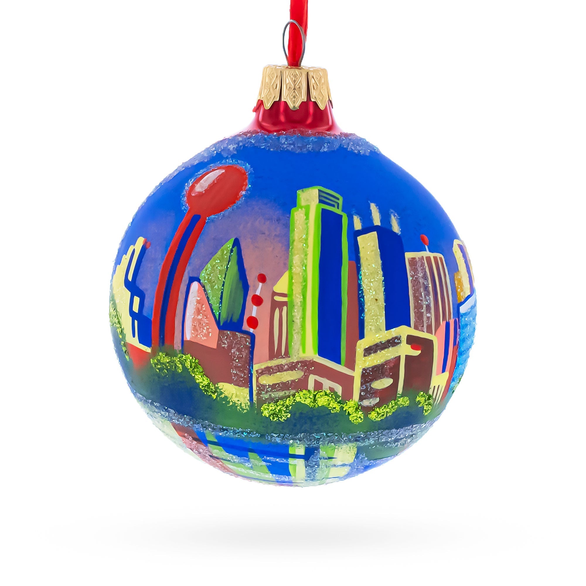 Dallas, Texas, USA Glass Christmas Ornament 3.25 Inches
