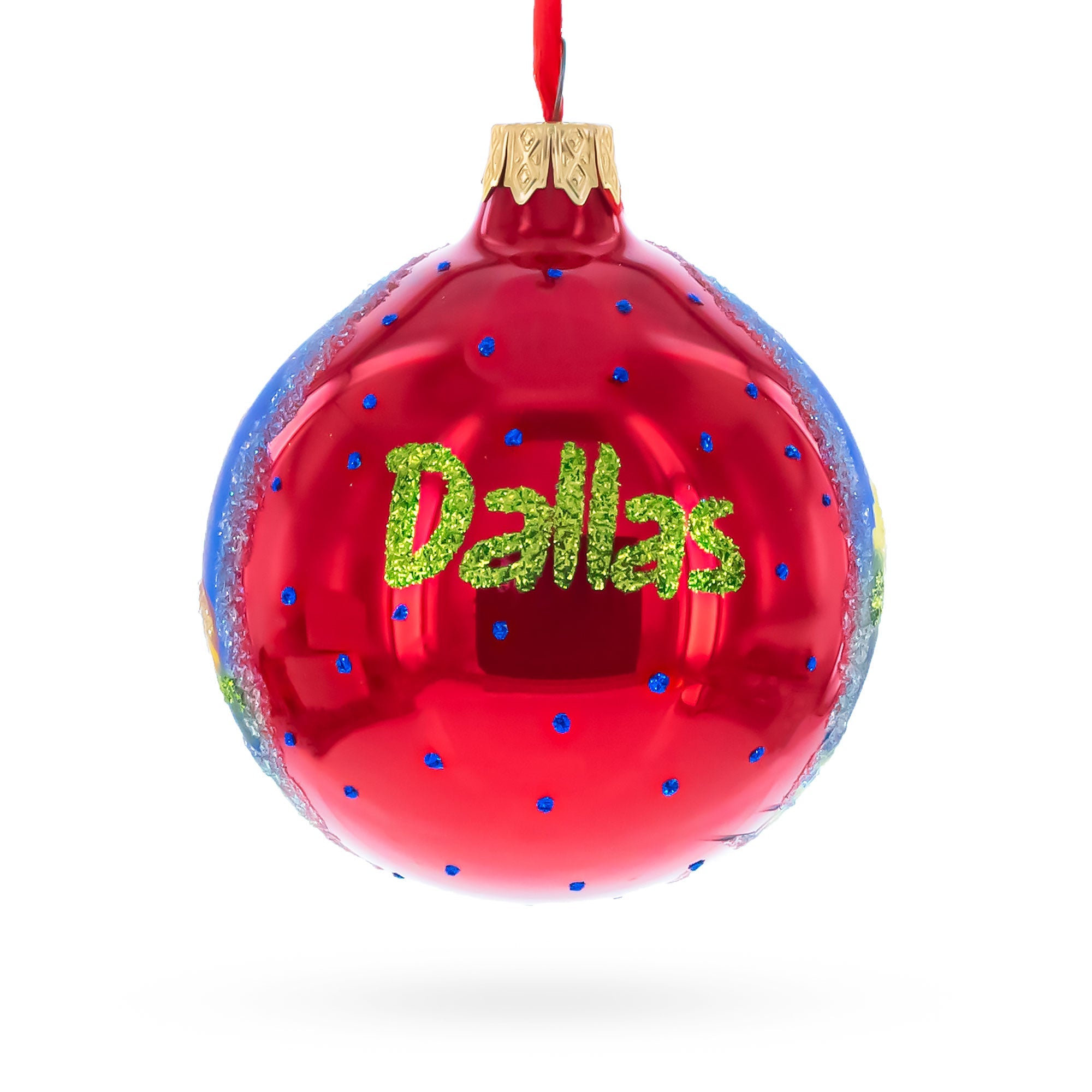Dallas, Texas, USA Glass Christmas Ornament 3.25 Inches