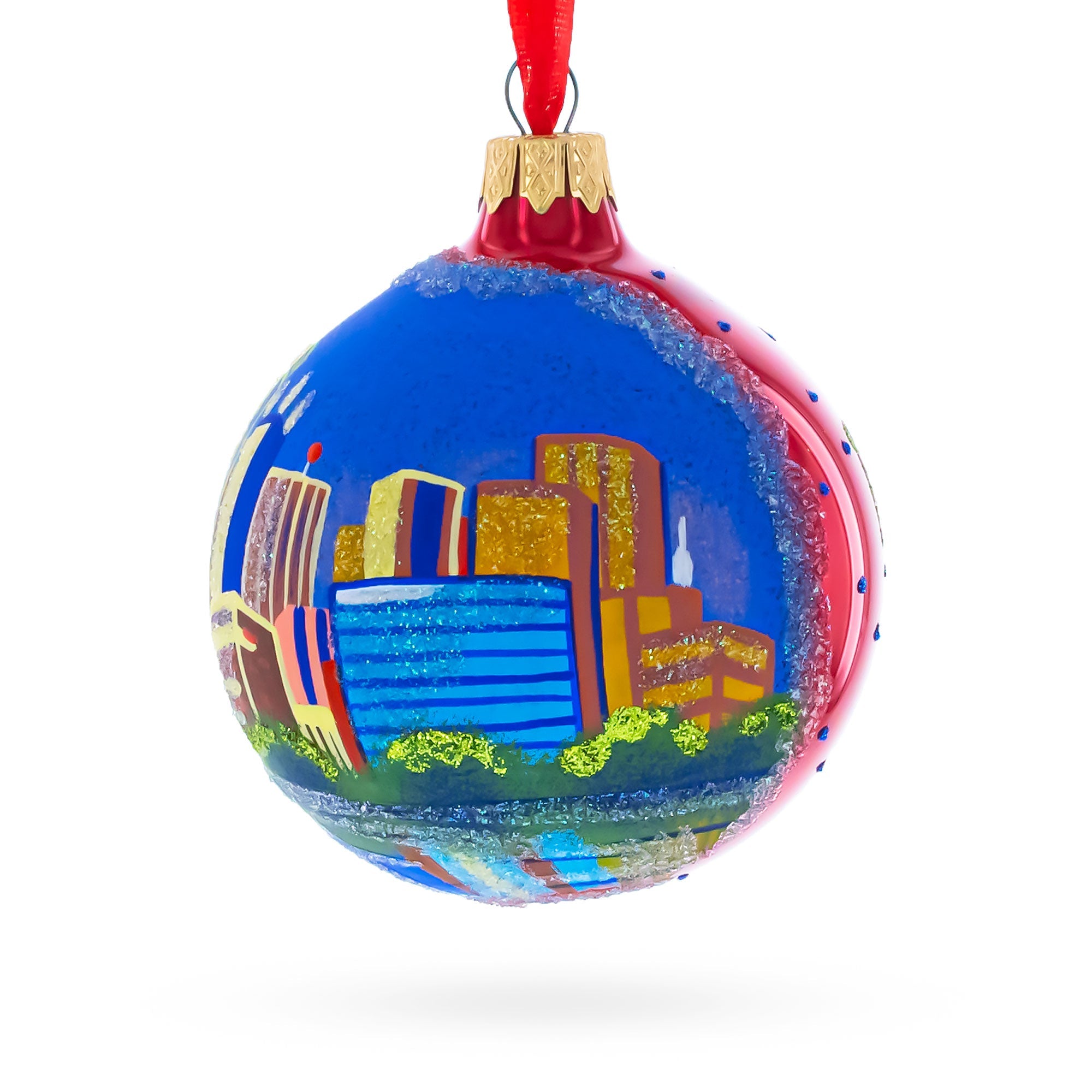 Dallas, Texas, USA Glass Christmas Ornament 3.25 Inches