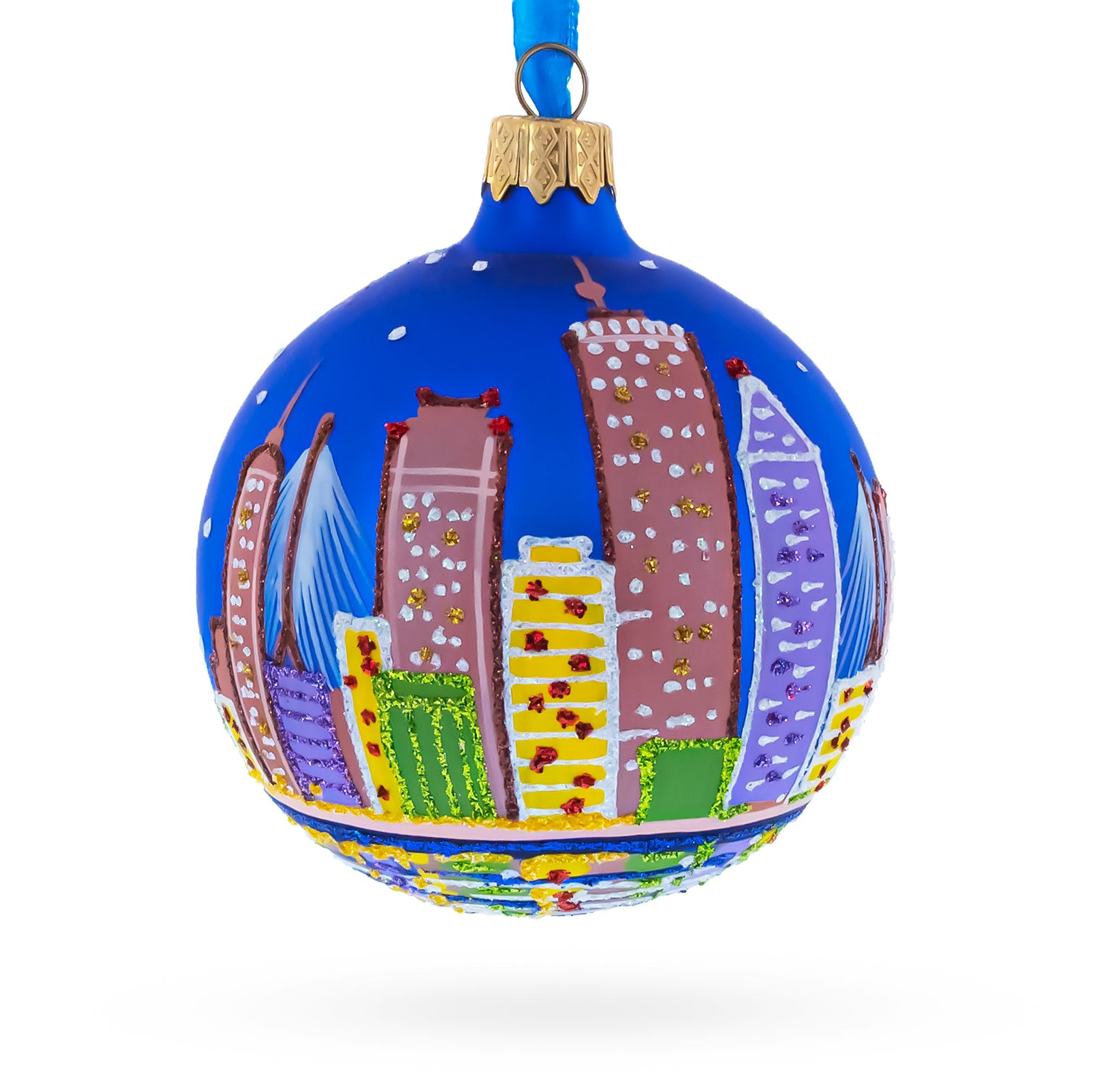 Boston, Massachusetts Glass Ball Christmas Ornament 3.25 Inches