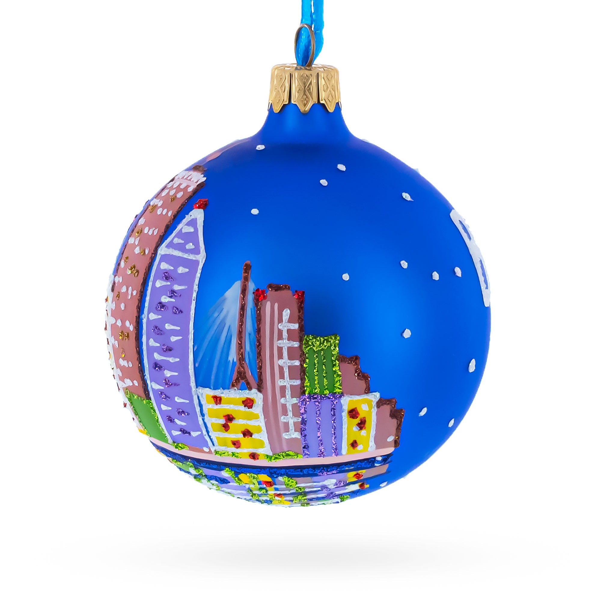 Boston, Massachusetts Glass Ball Christmas Ornament 3.25 Inches