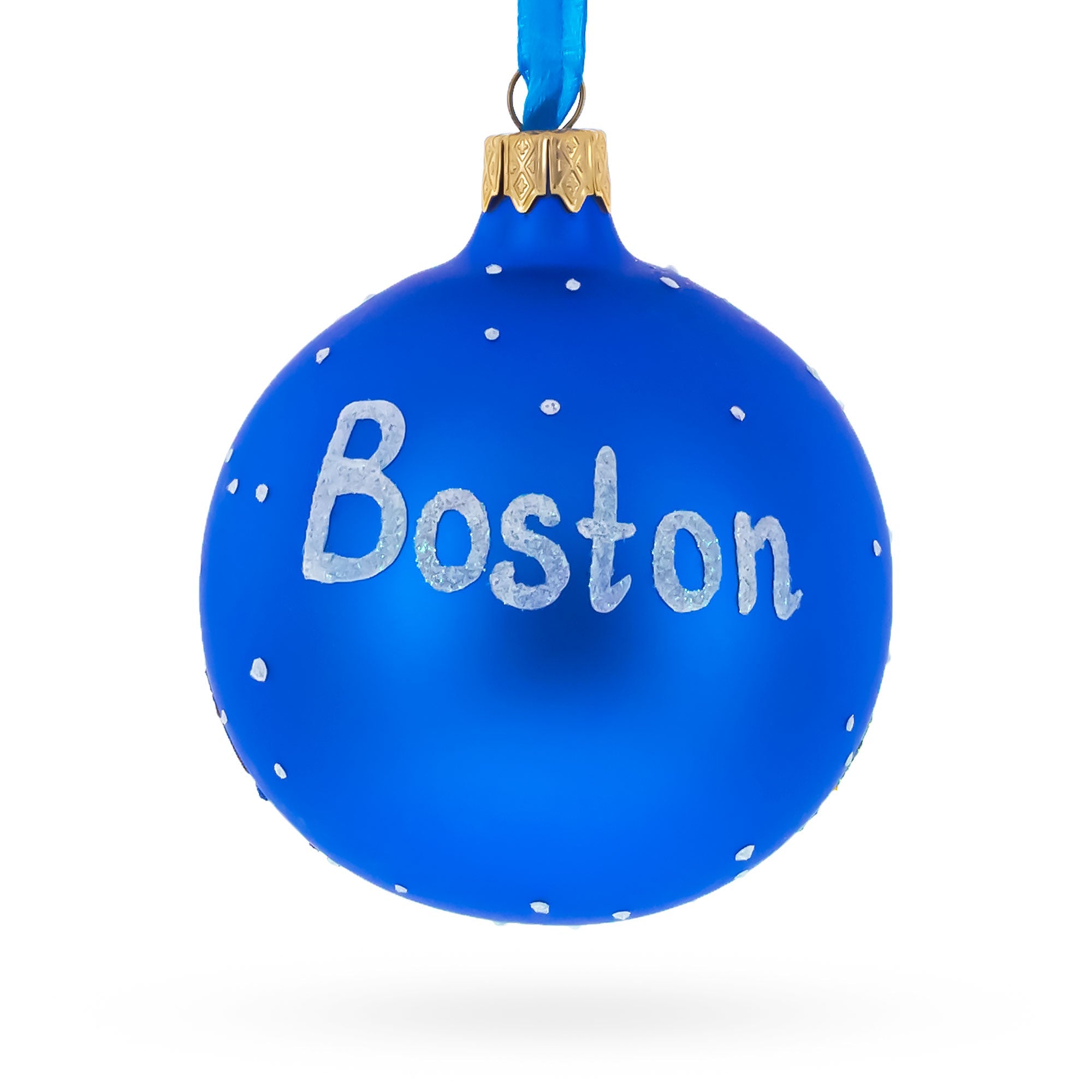 Boston, Massachusetts Glass Ball Christmas Ornament 3.25 Inches