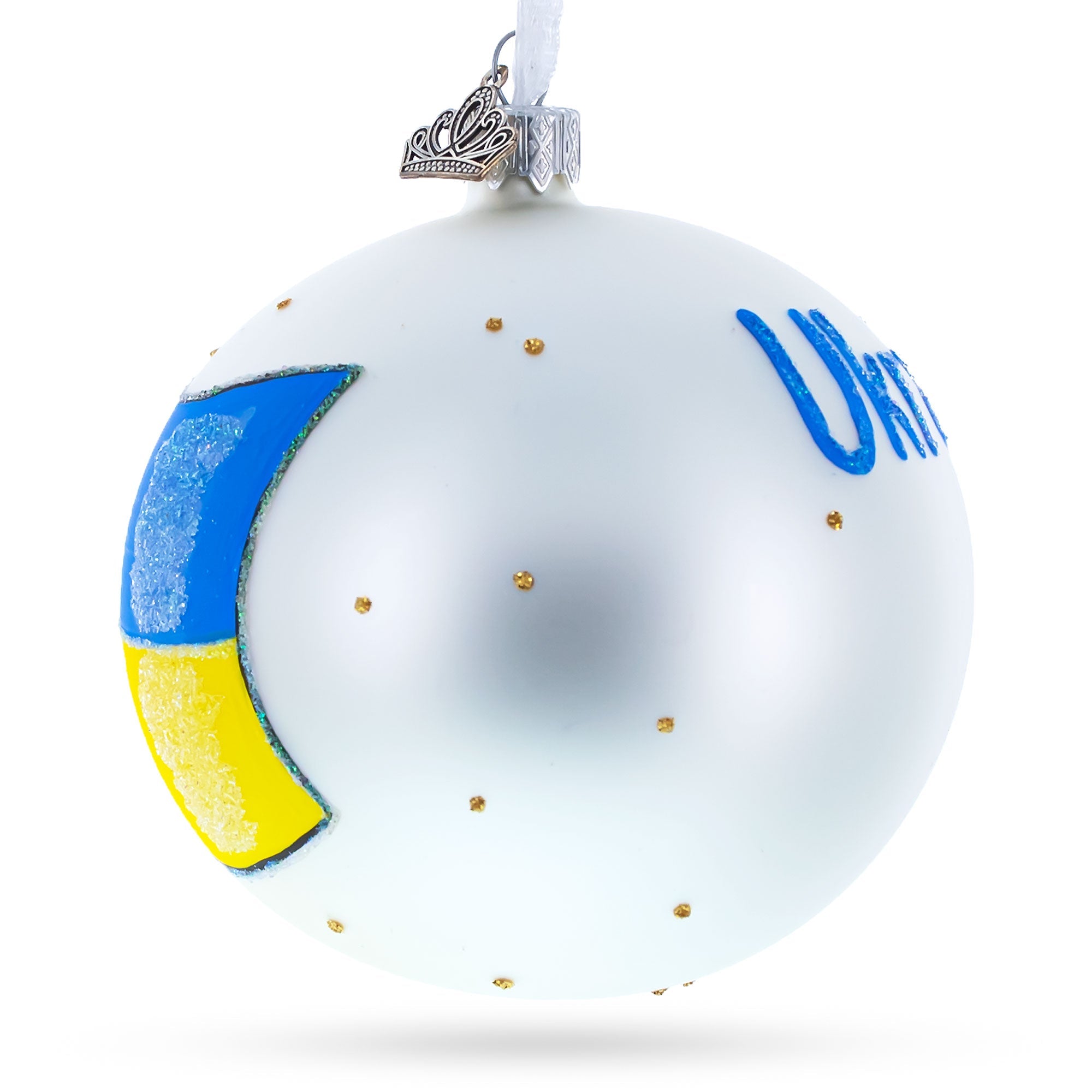Flag of Ukraine Glass Ball Christmas Ornament 4 Inches