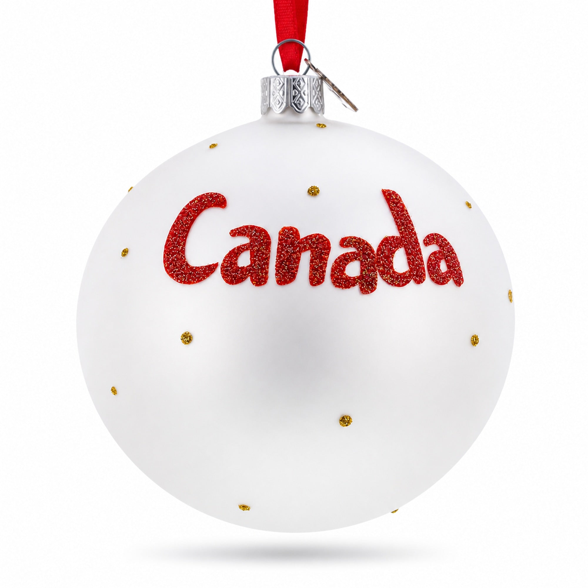 Flag of Canada Glass Ball Christmas Ornament 4 Inches
