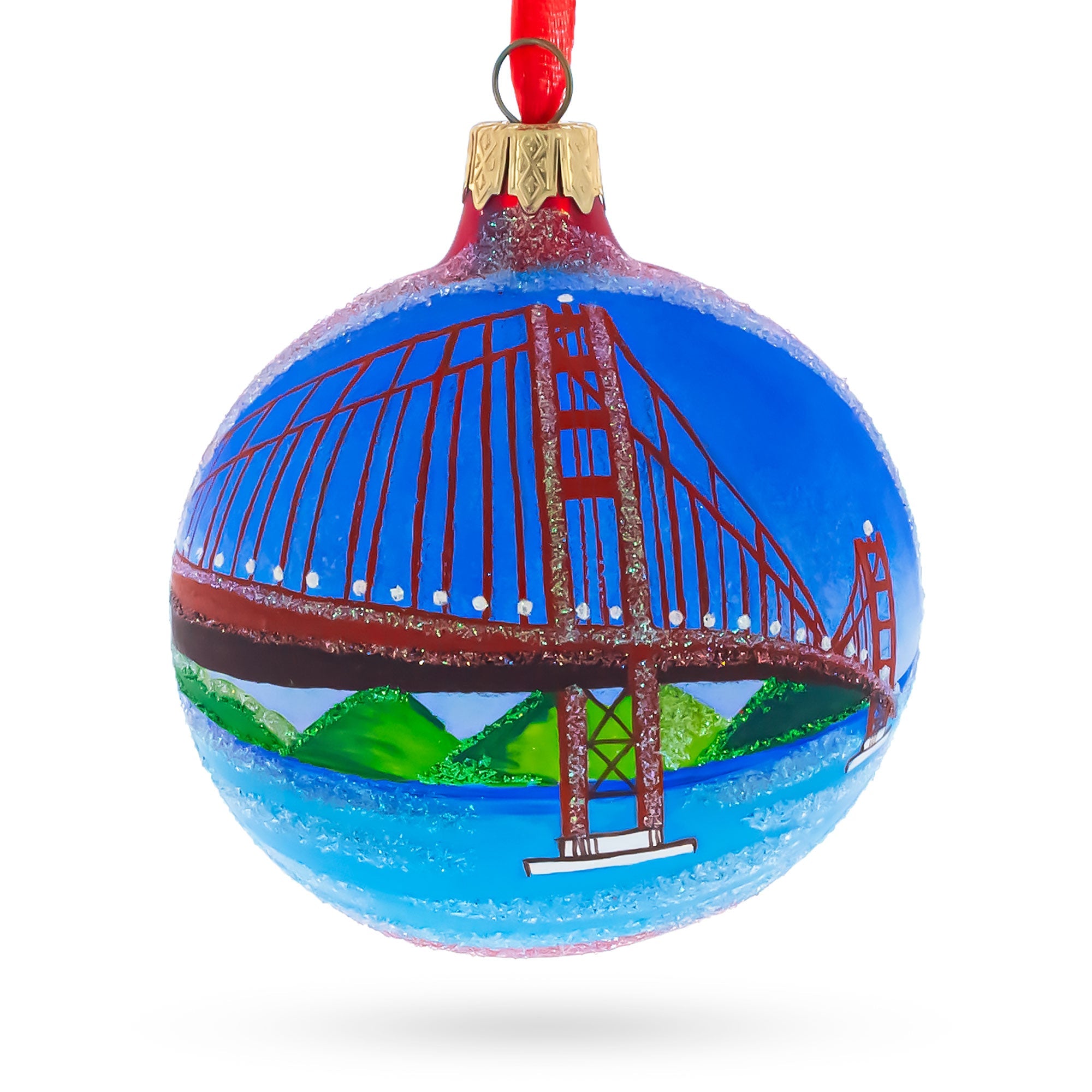 Golden Gate Bridge, San Francisco, California Glass Christmas Ornament 3.25 Inches