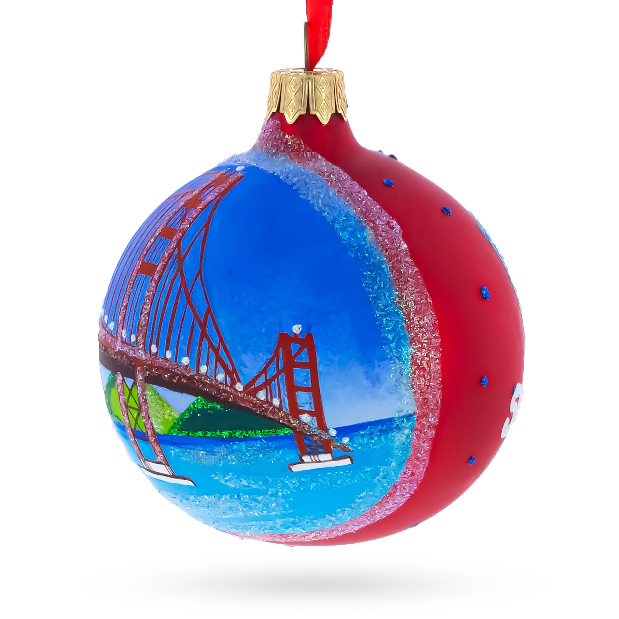 Golden Gate Bridge, San Francisco, California Glass Christmas Ornament 3.25 Inches