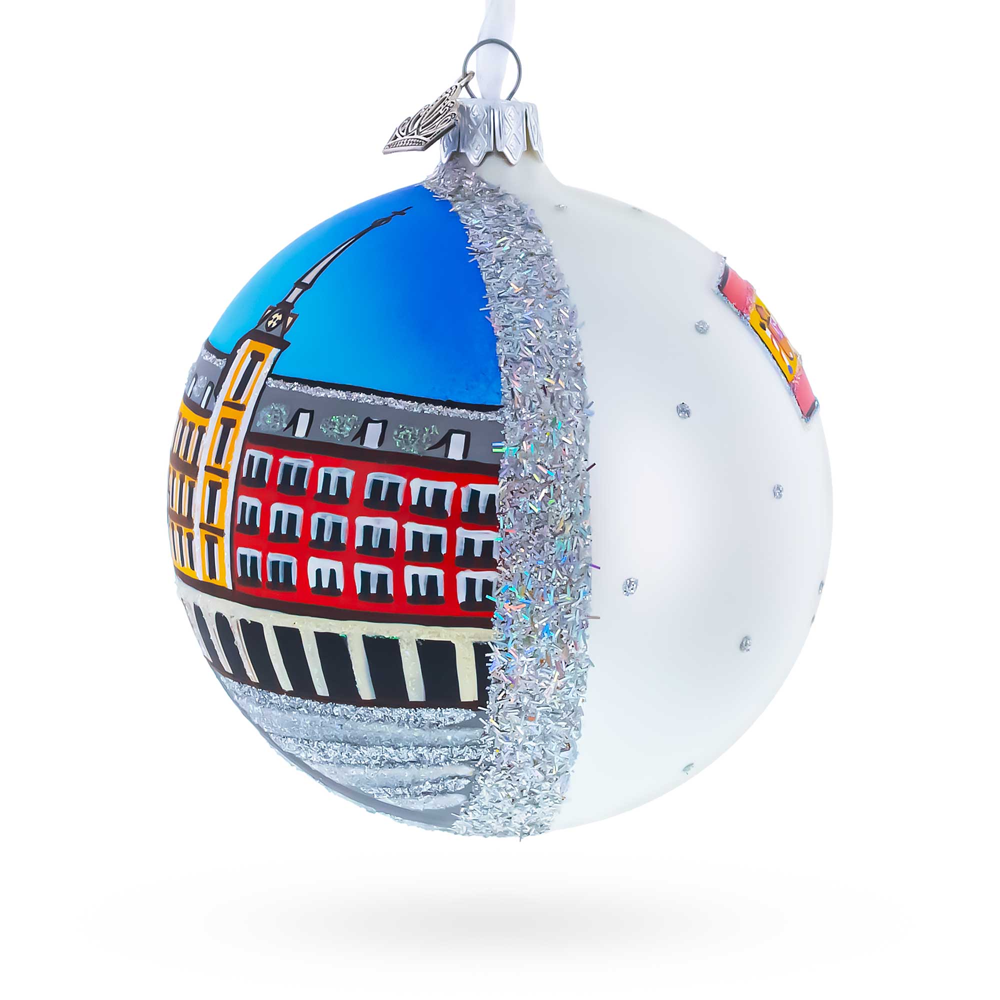 Plaza Mayor, Madrid, Spain Glass Ball Christmas Ornament 4 Inches