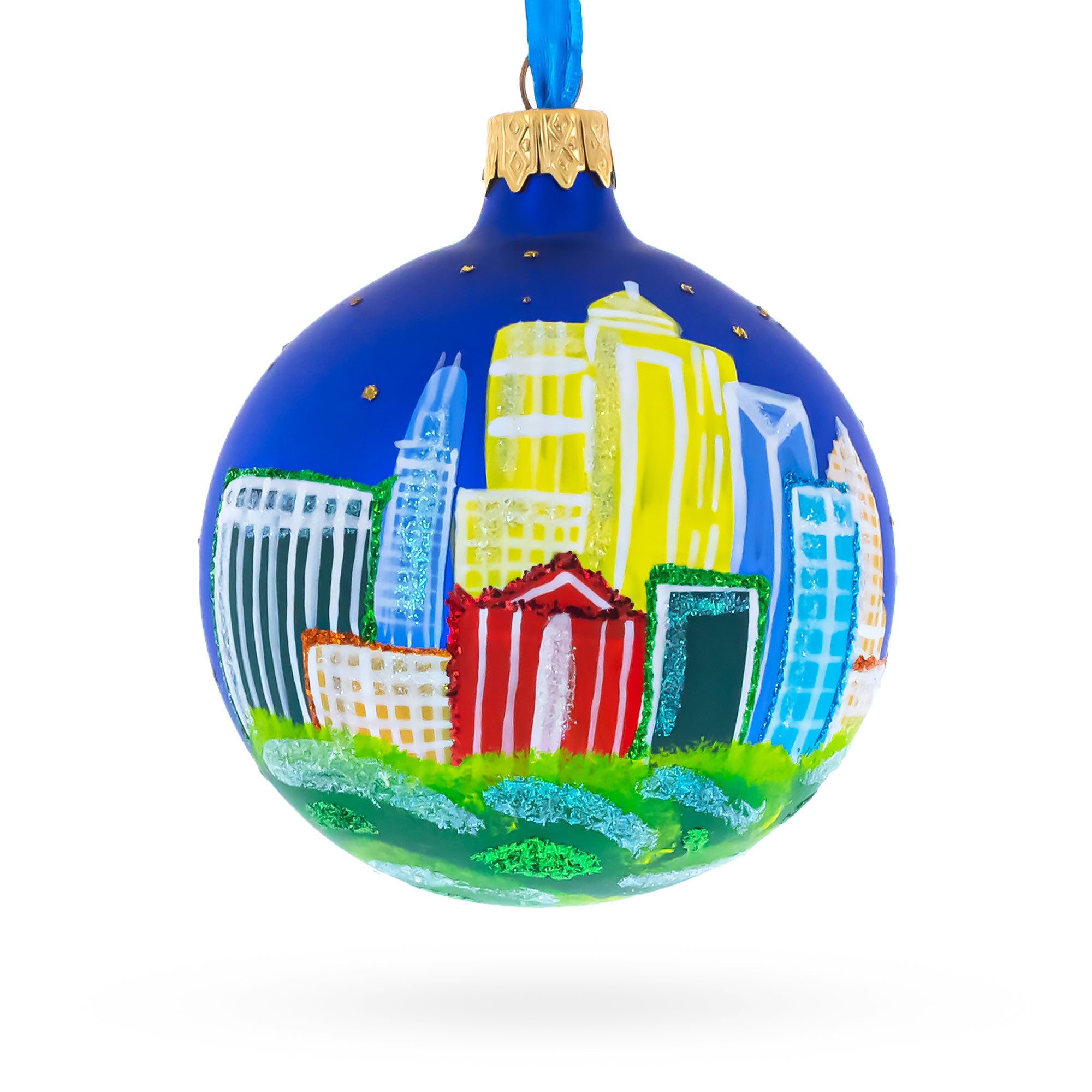 Charlotte, North Carolina Glass Christmas Ornament 3.25 Inches
