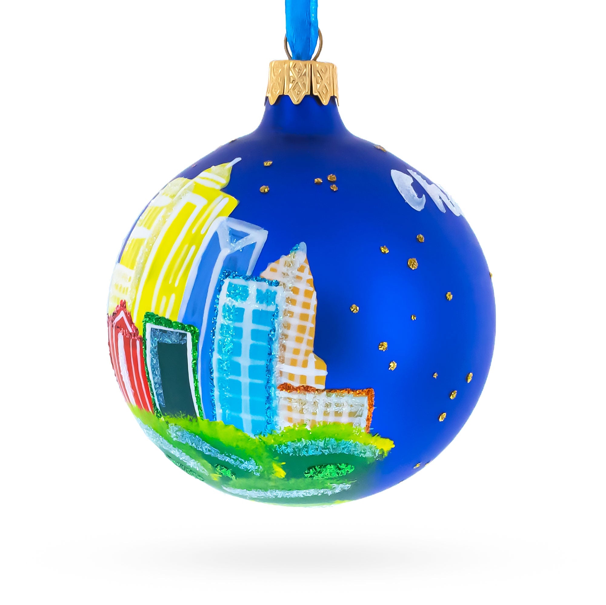 Charlotte, North Carolina Glass Christmas Ornament 3.25 Inches