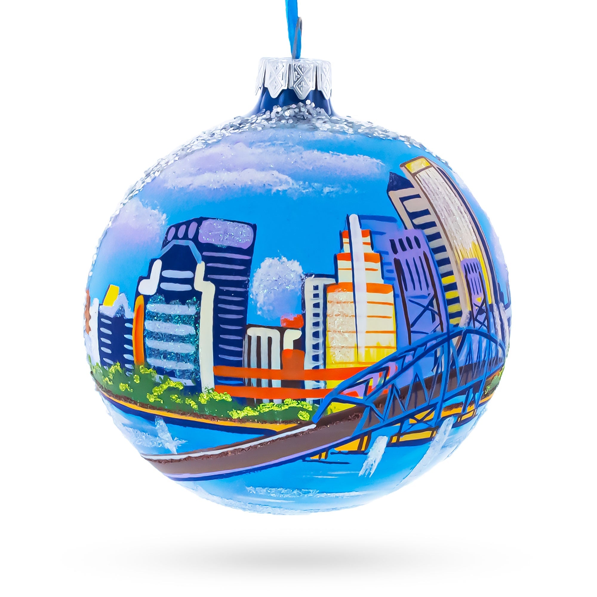 Jacksonville, Florida Glass Ball Christmas Ornament 4 Inches
