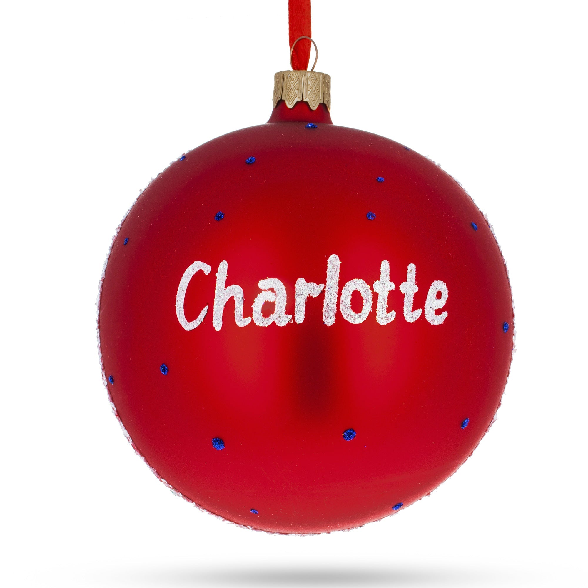 Charlotte, North Carolina Glass Ball Christmas Ornament 4 Inches