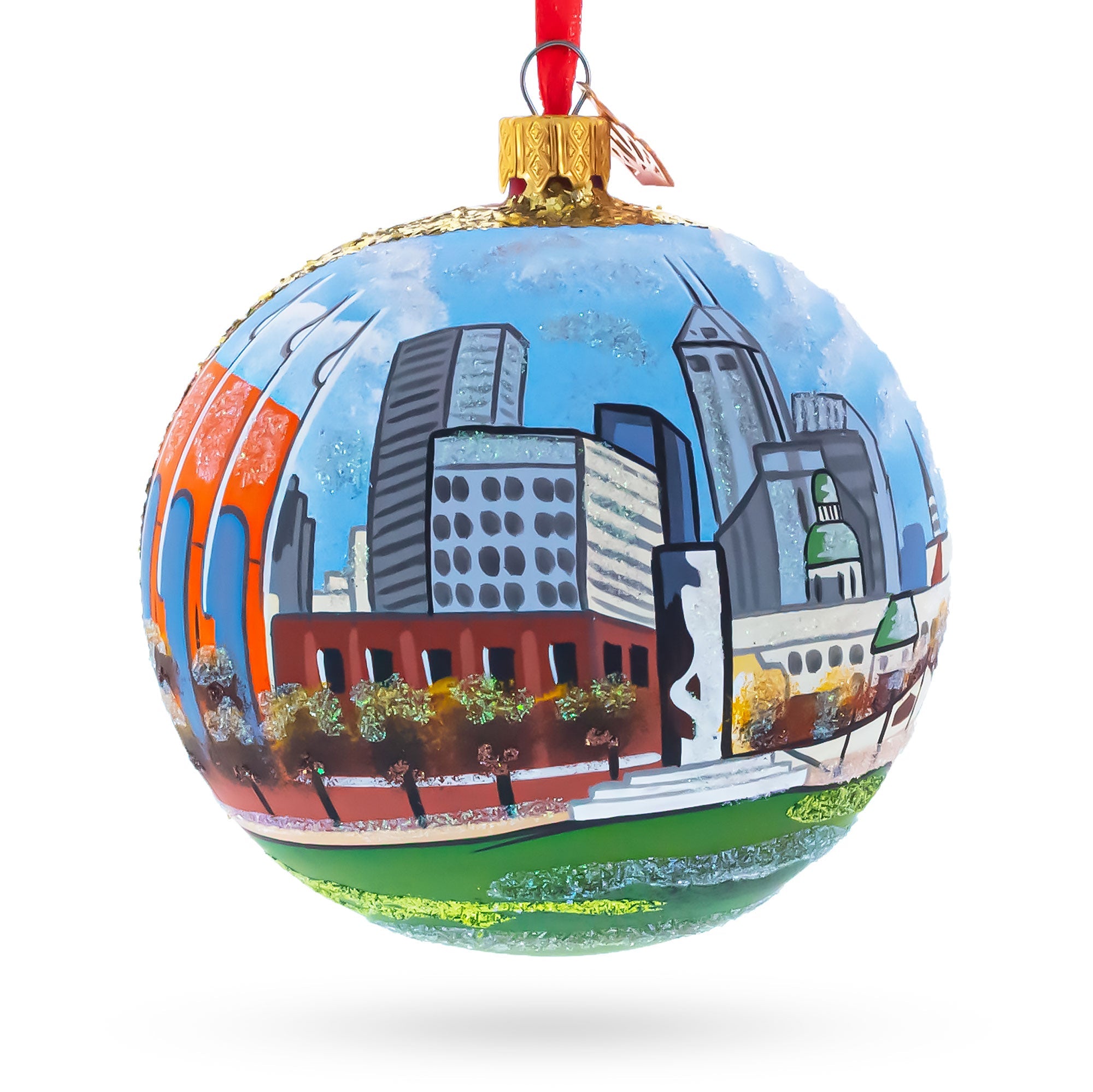 Indianapolis, Indiana Glass Ball Christmas Ornament 4 Inches