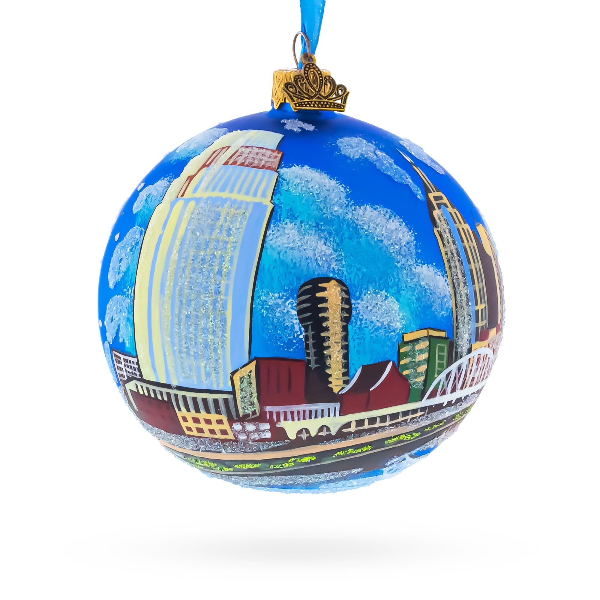 Nashville, Tennessee Glass Ball Christmas Ornament 4 Inches