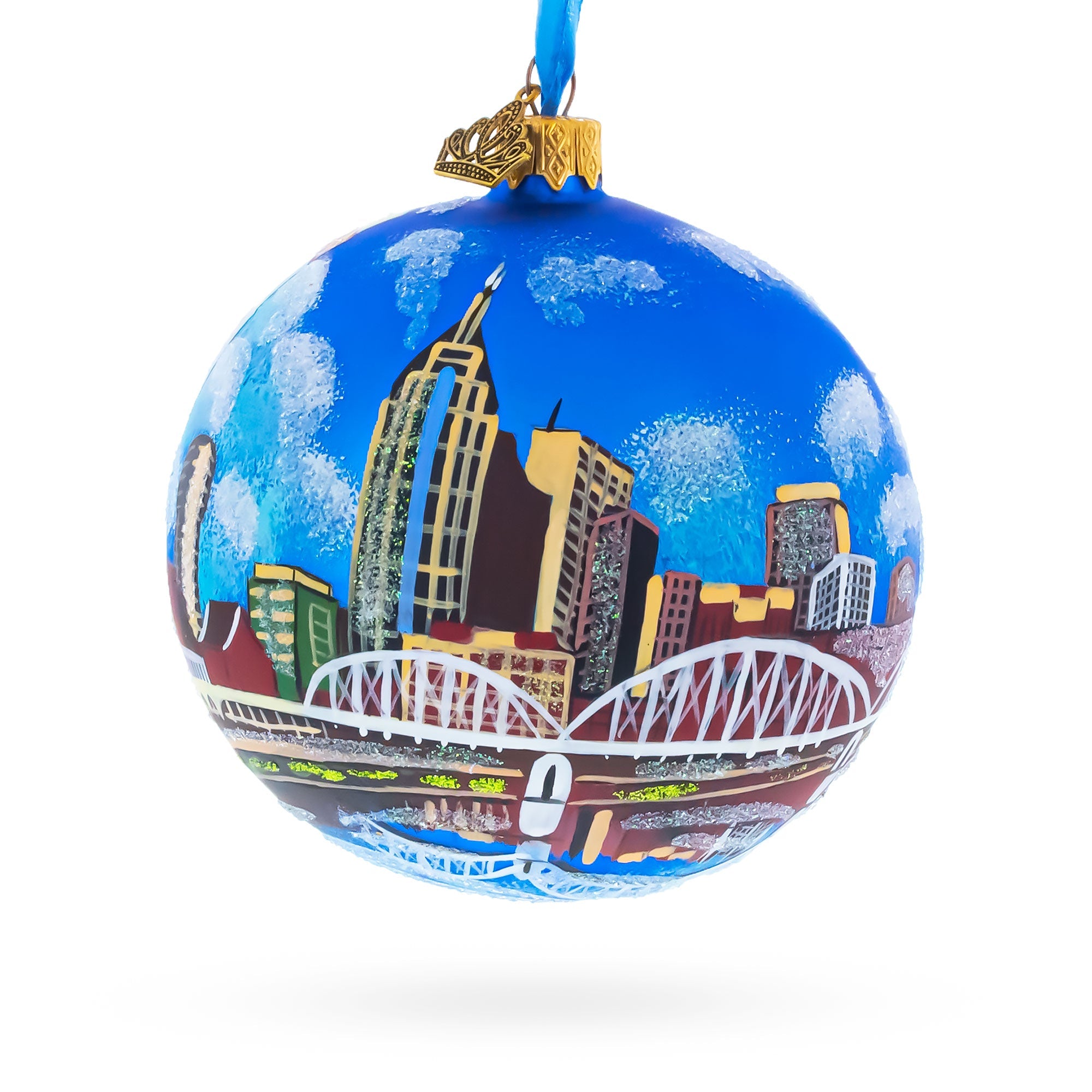 Nashville, Tennessee Glass Ball Christmas Ornament 4 Inches