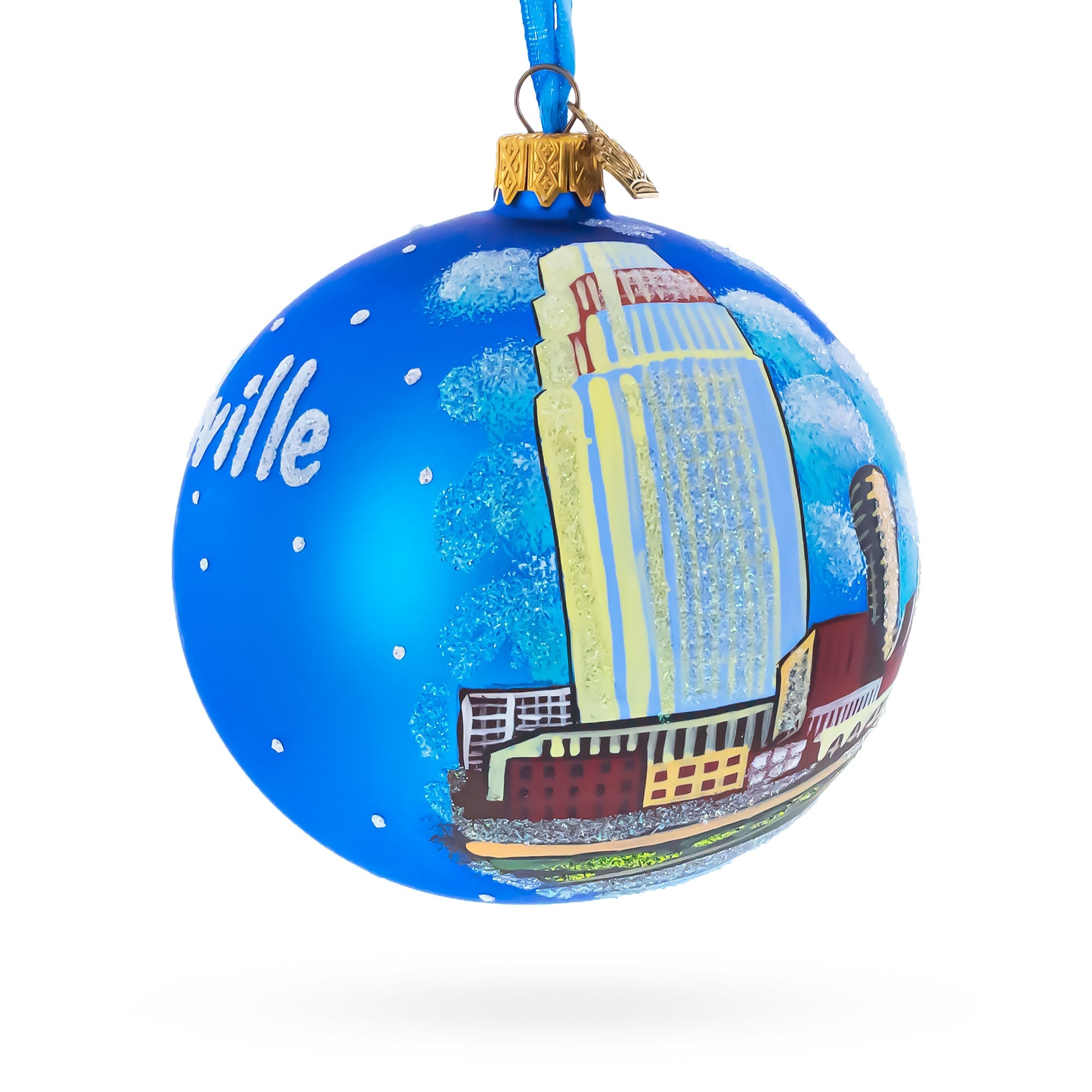 Nashville, Tennessee Glass Ball Christmas Ornament 4 Inches