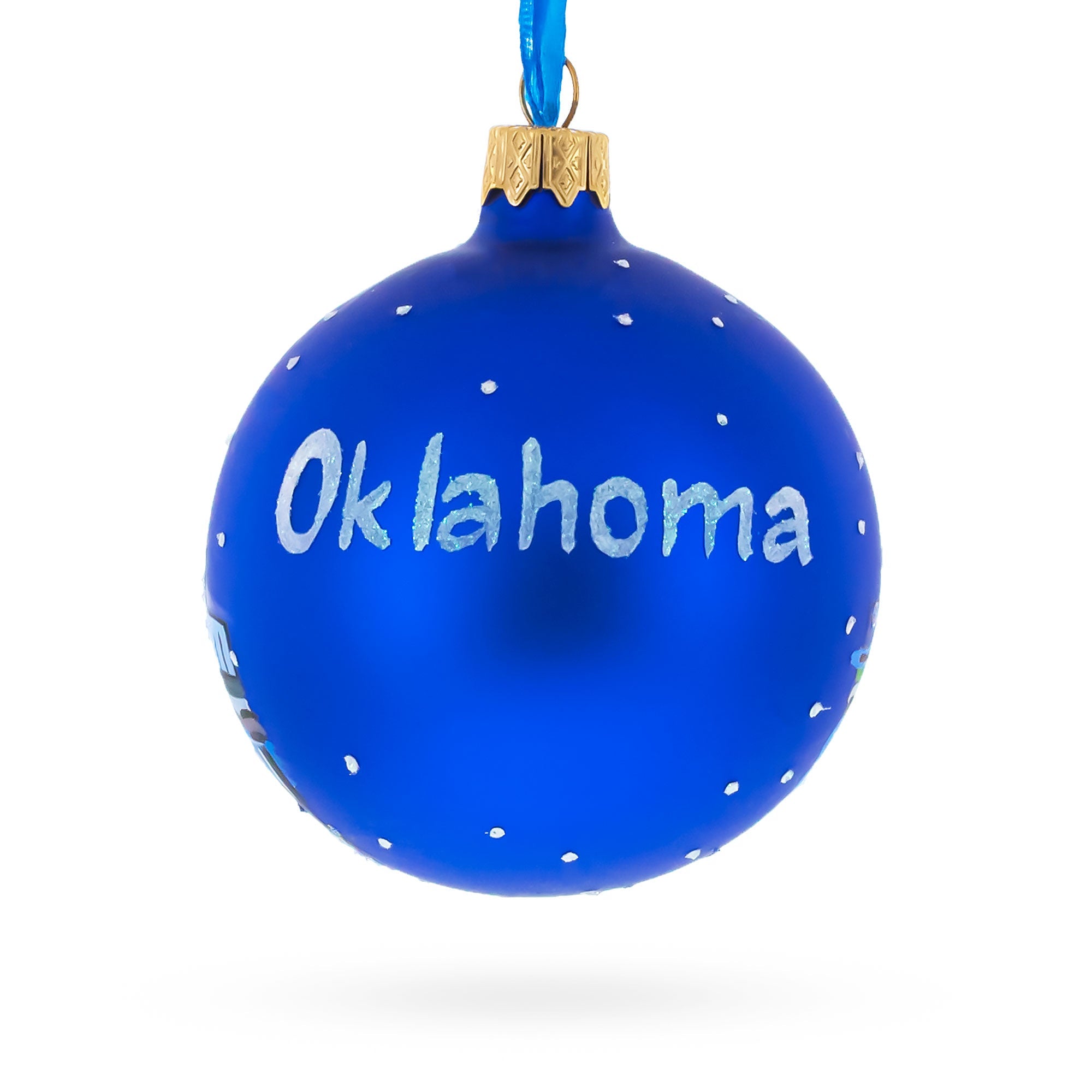 Oklahoma City, Oklahoma Glass Christmas Ornament 3.25 Inches