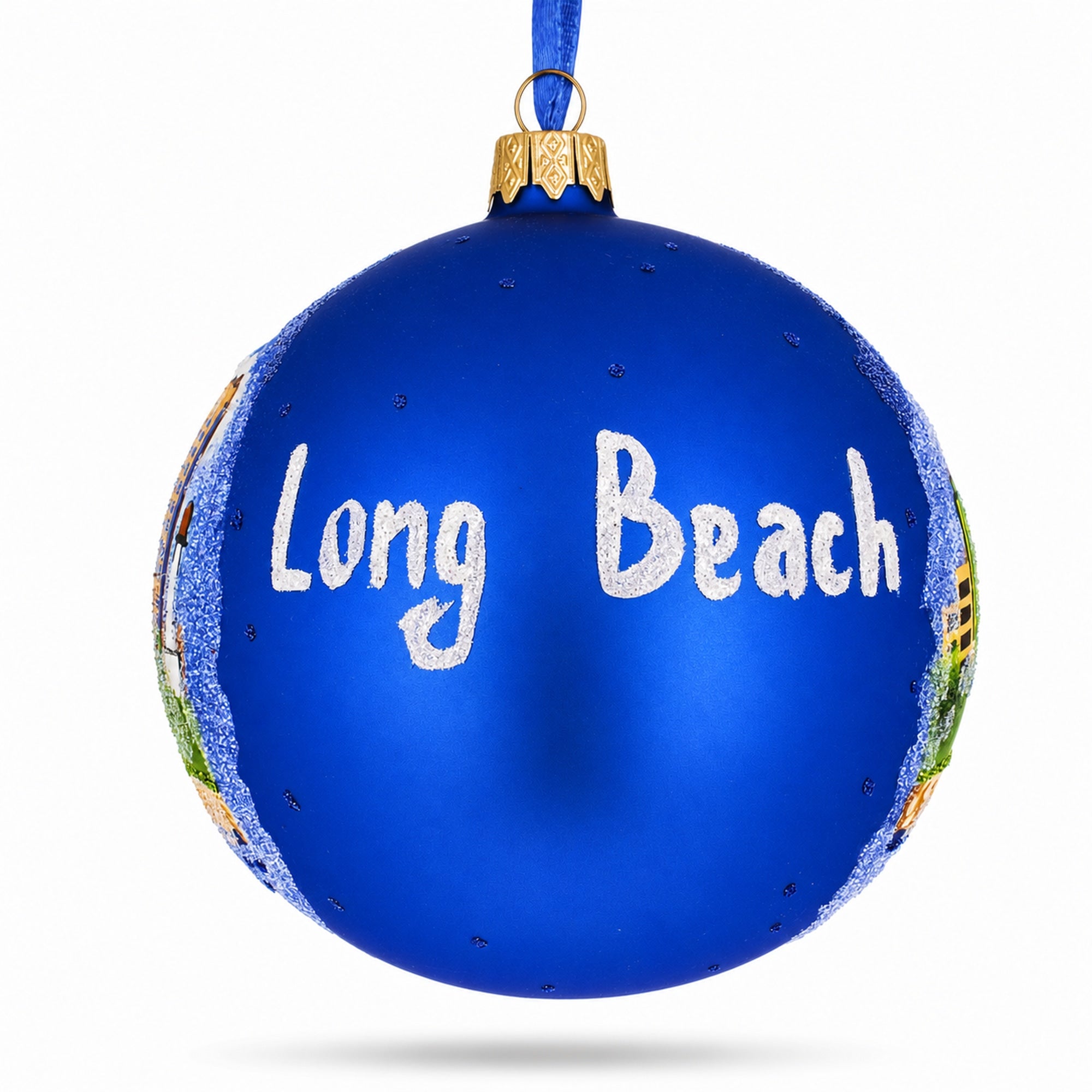 Long Beach, California Glass Ball Christmas Ornament 4 Inches